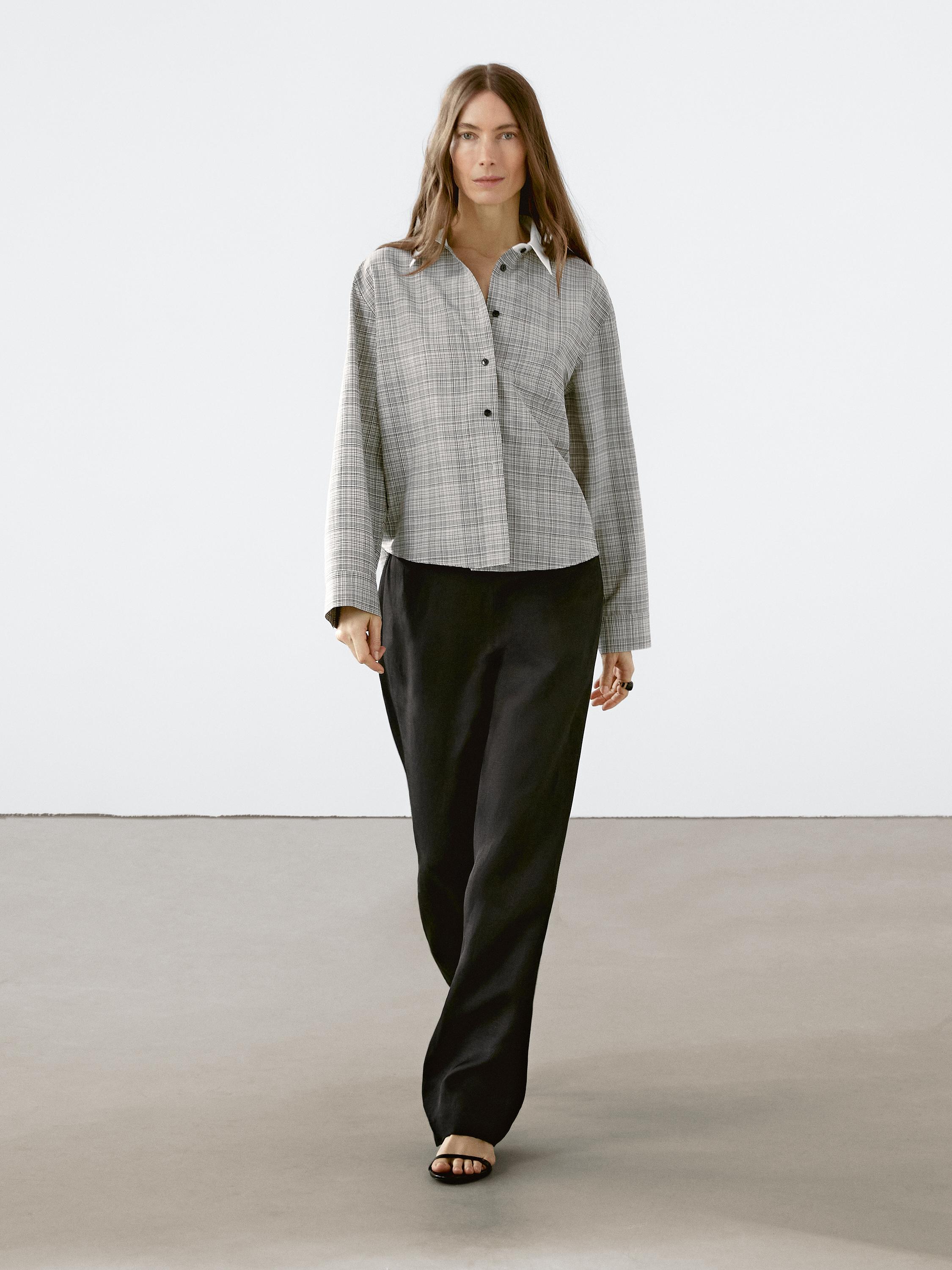 قميص من القطن المخلوط بمربعات