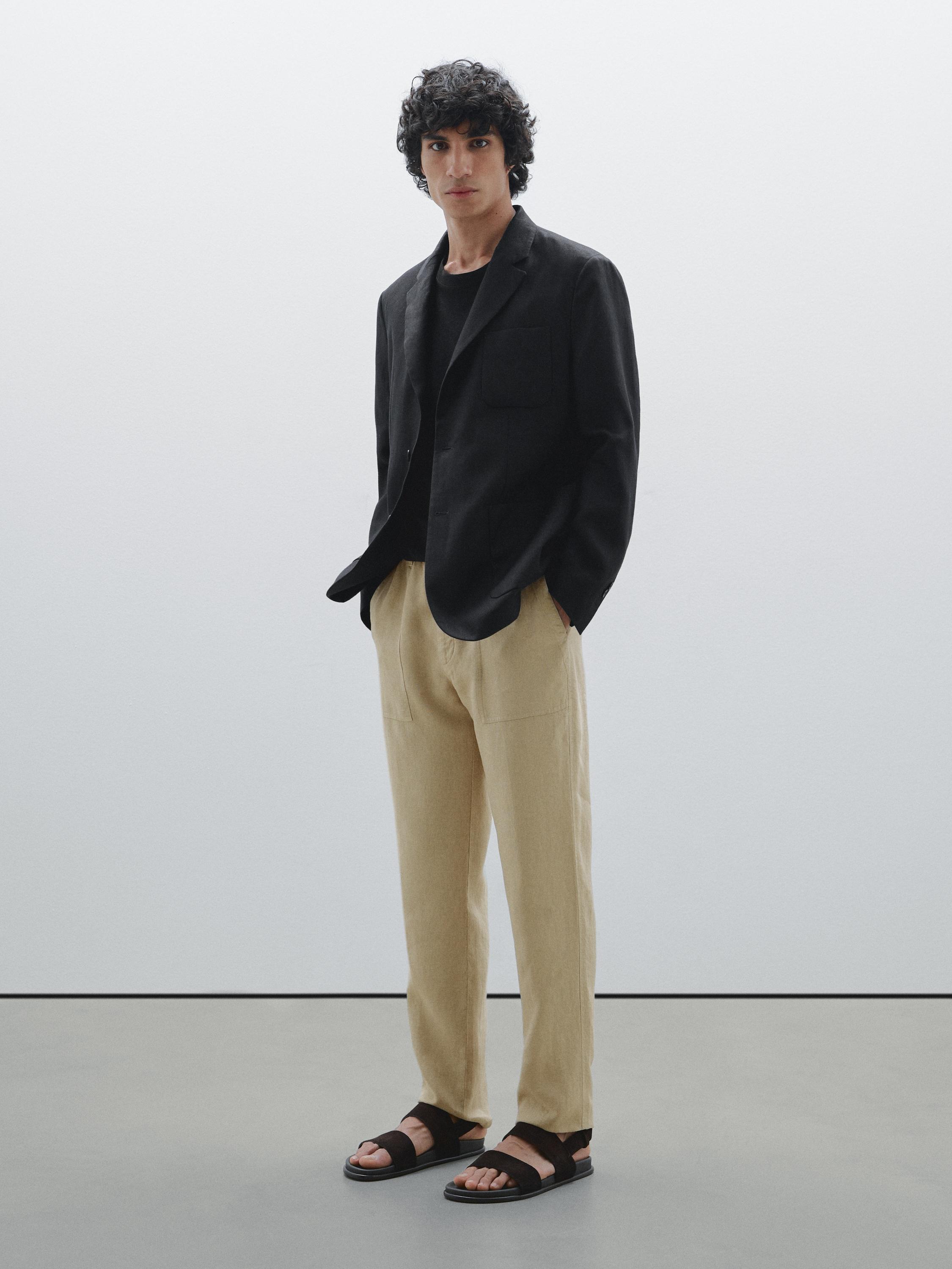 100% linen jogger fit trousers
