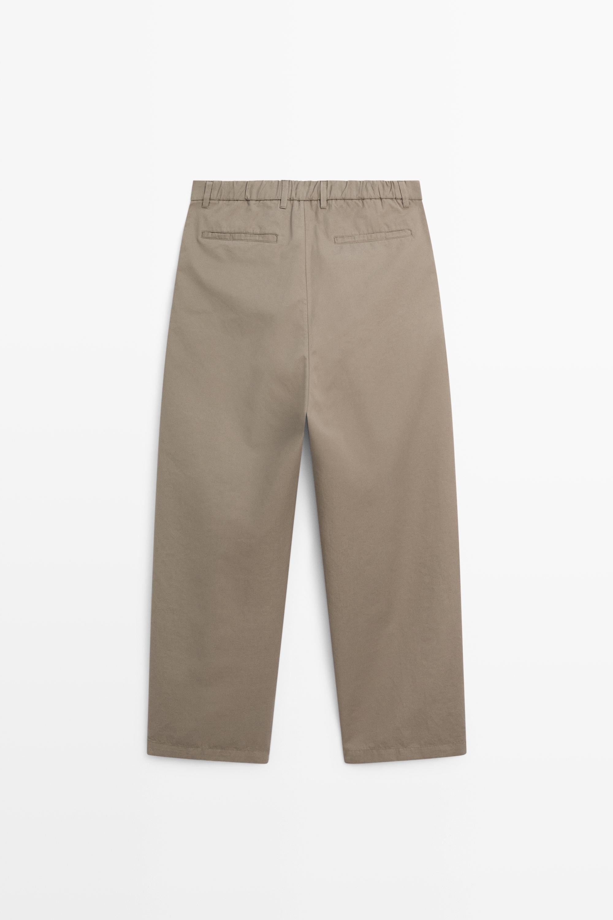 Cotton and linen barrel fit poplin trousers — GREEN