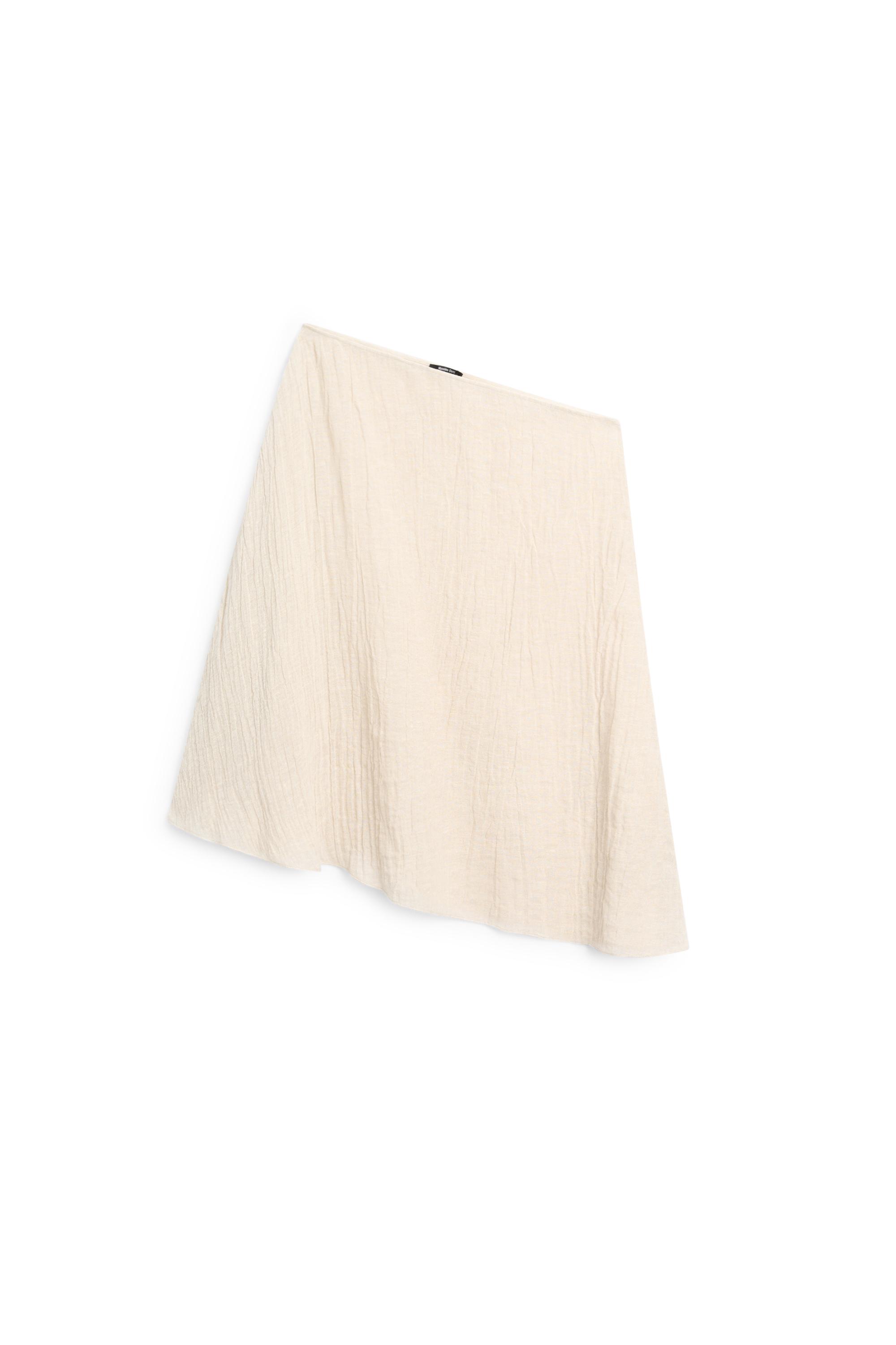 Total look asymmetric linen blend cape top — BEIGE MARL