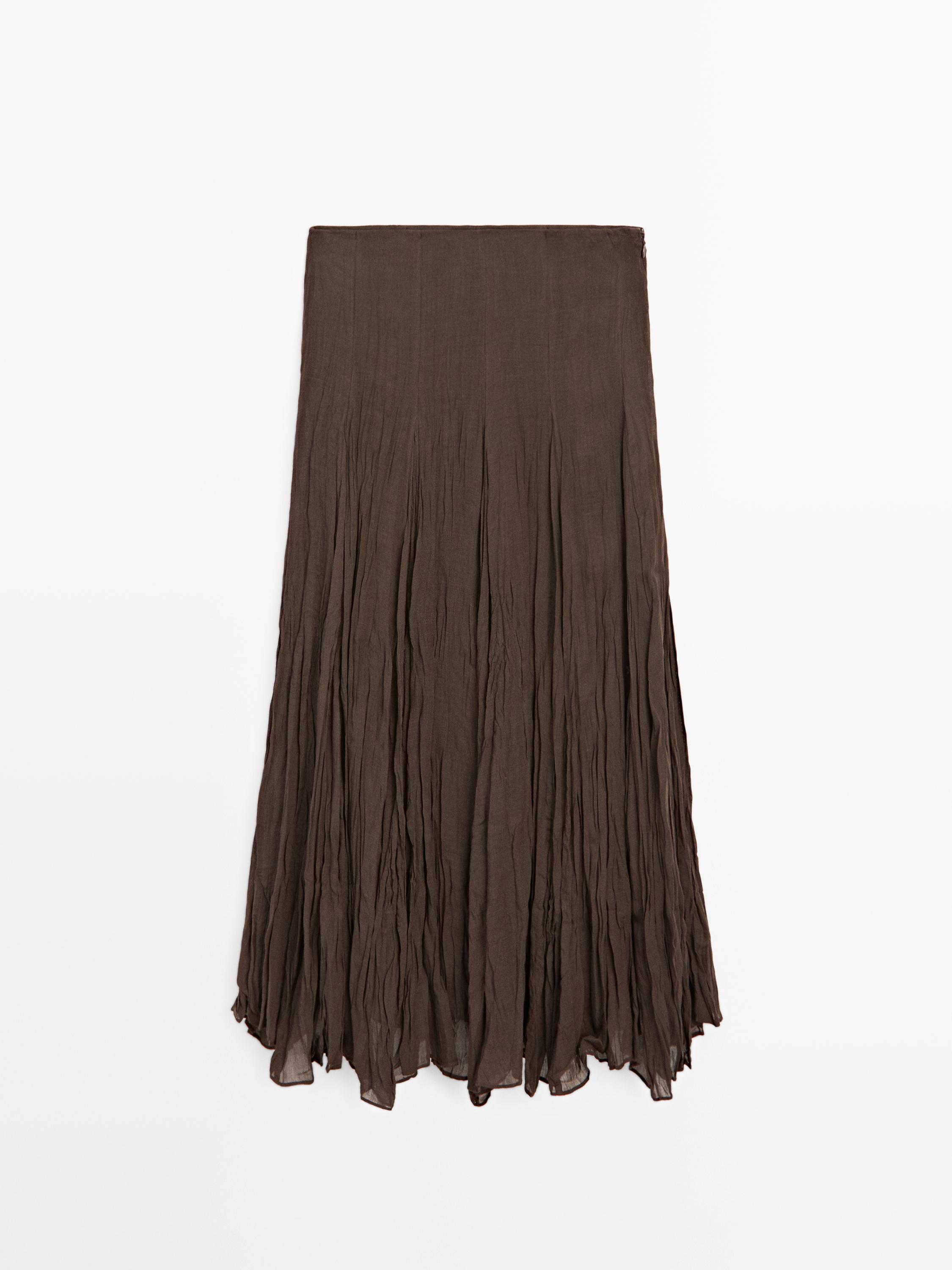 Flowing godet midi skirt — Chocolate
