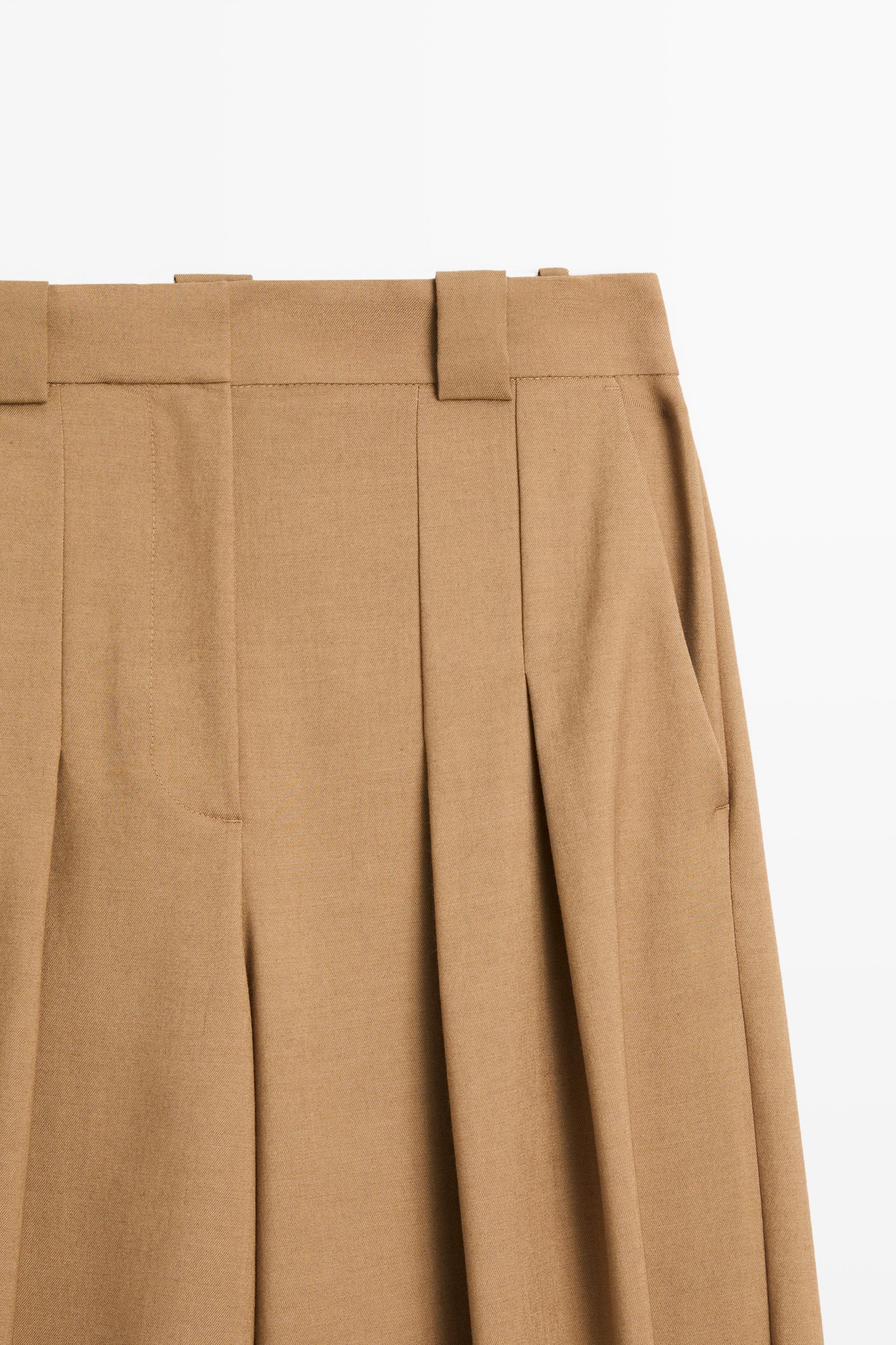 Pleated wool-blend pants — CAMEL