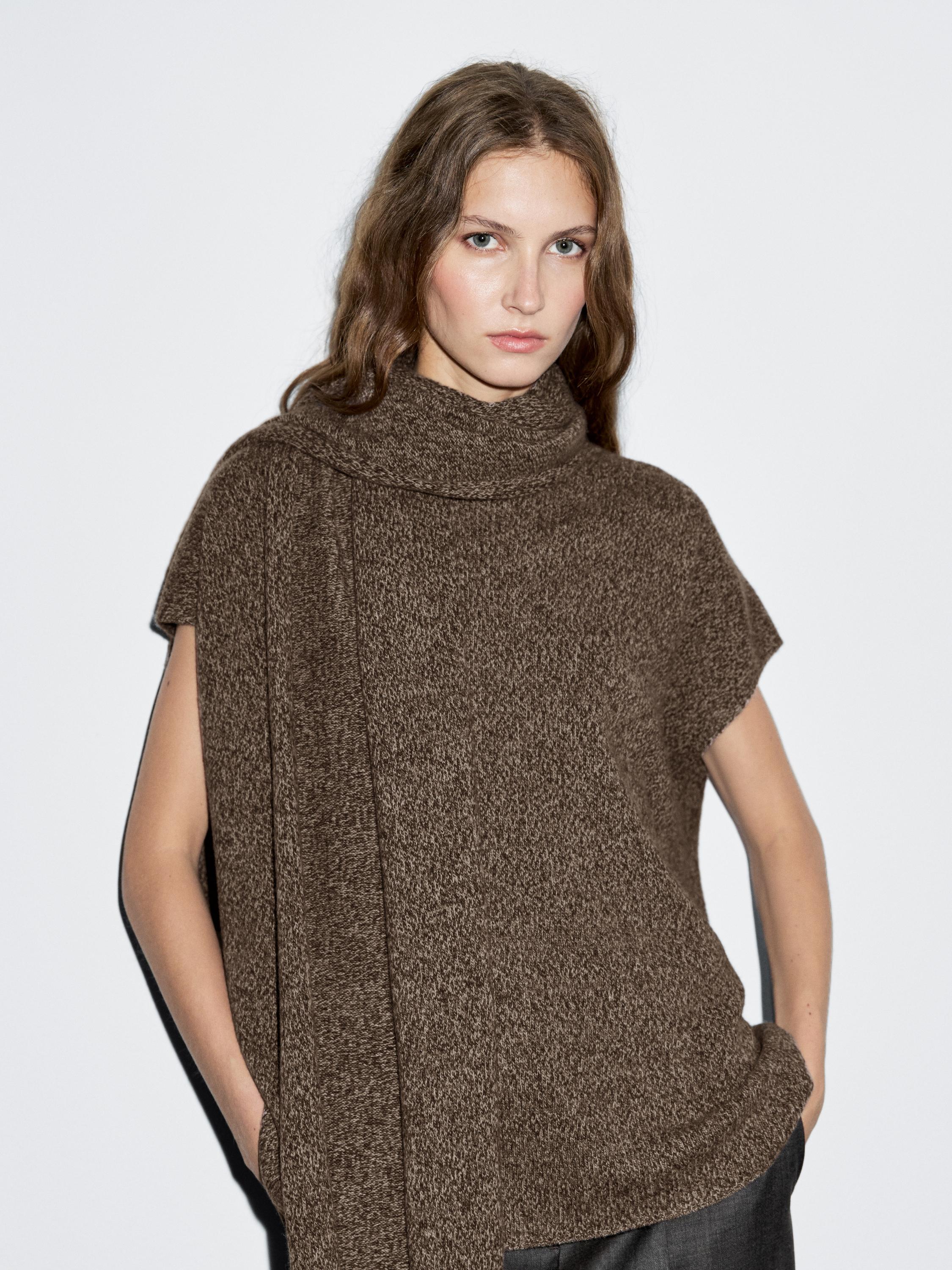 Wool vest with scarf detail