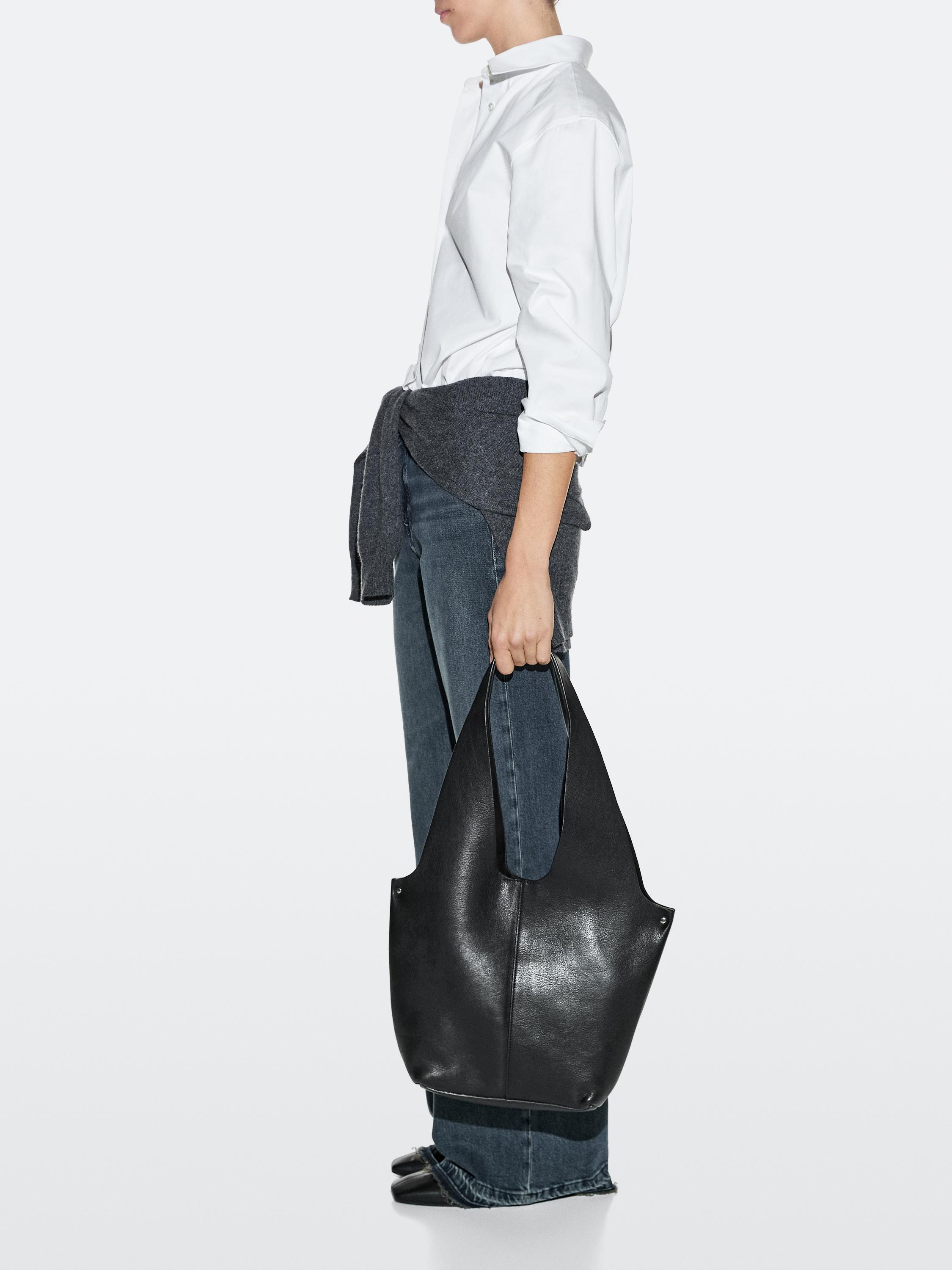 Nappa leather tote bag — BLACK