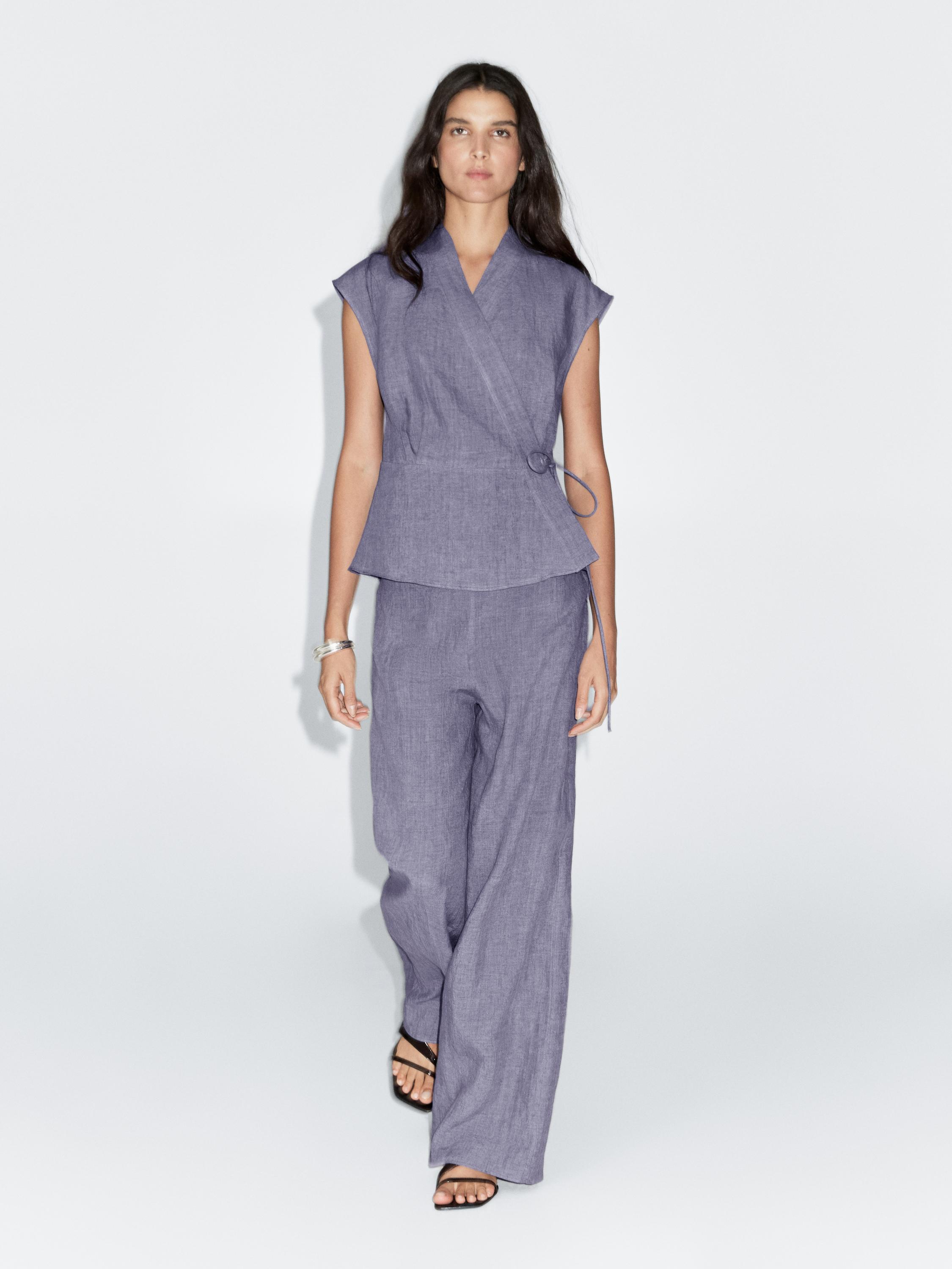 Pantalón tiro alto 100% lino