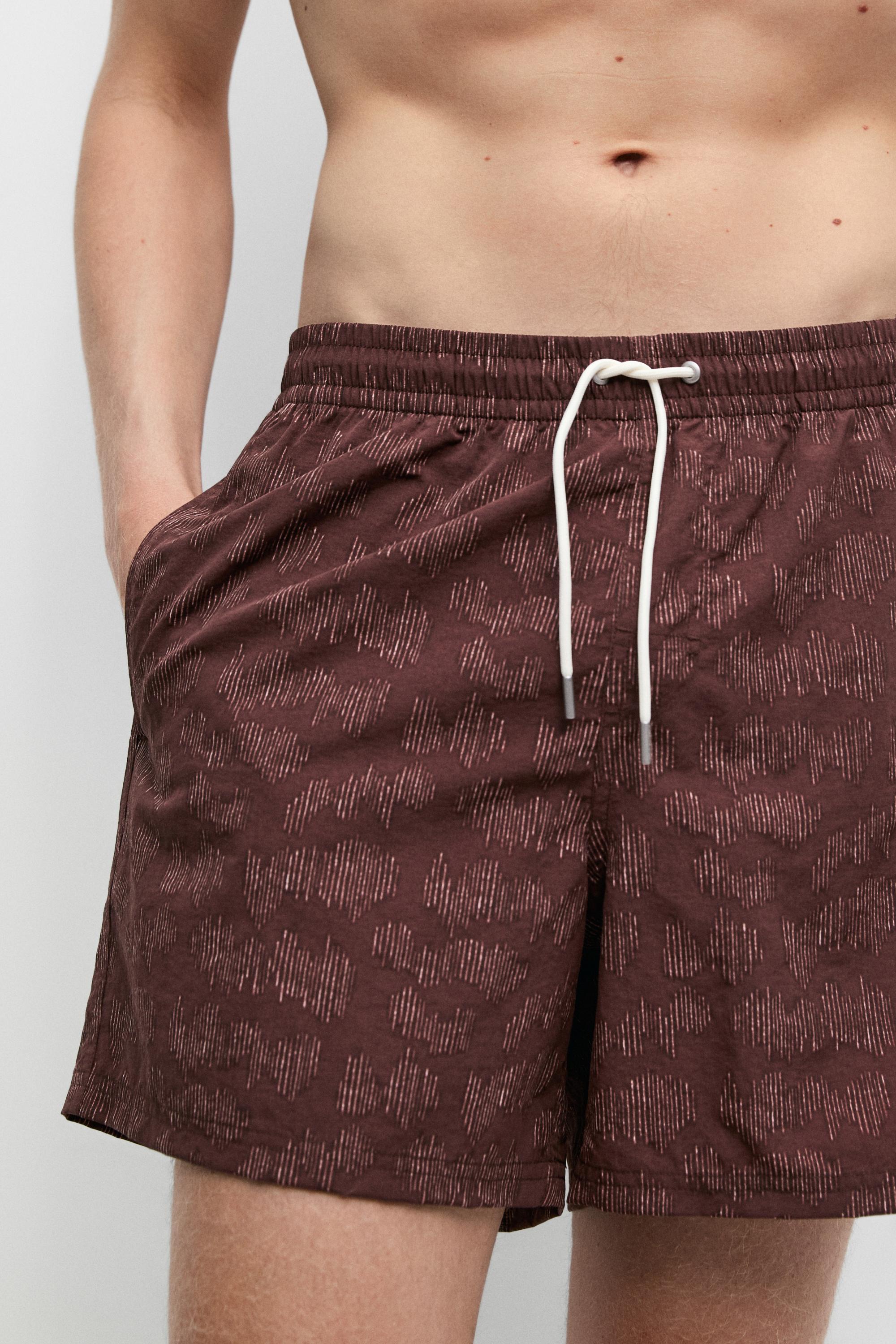 Printed swimming trunks — BURGUNDY