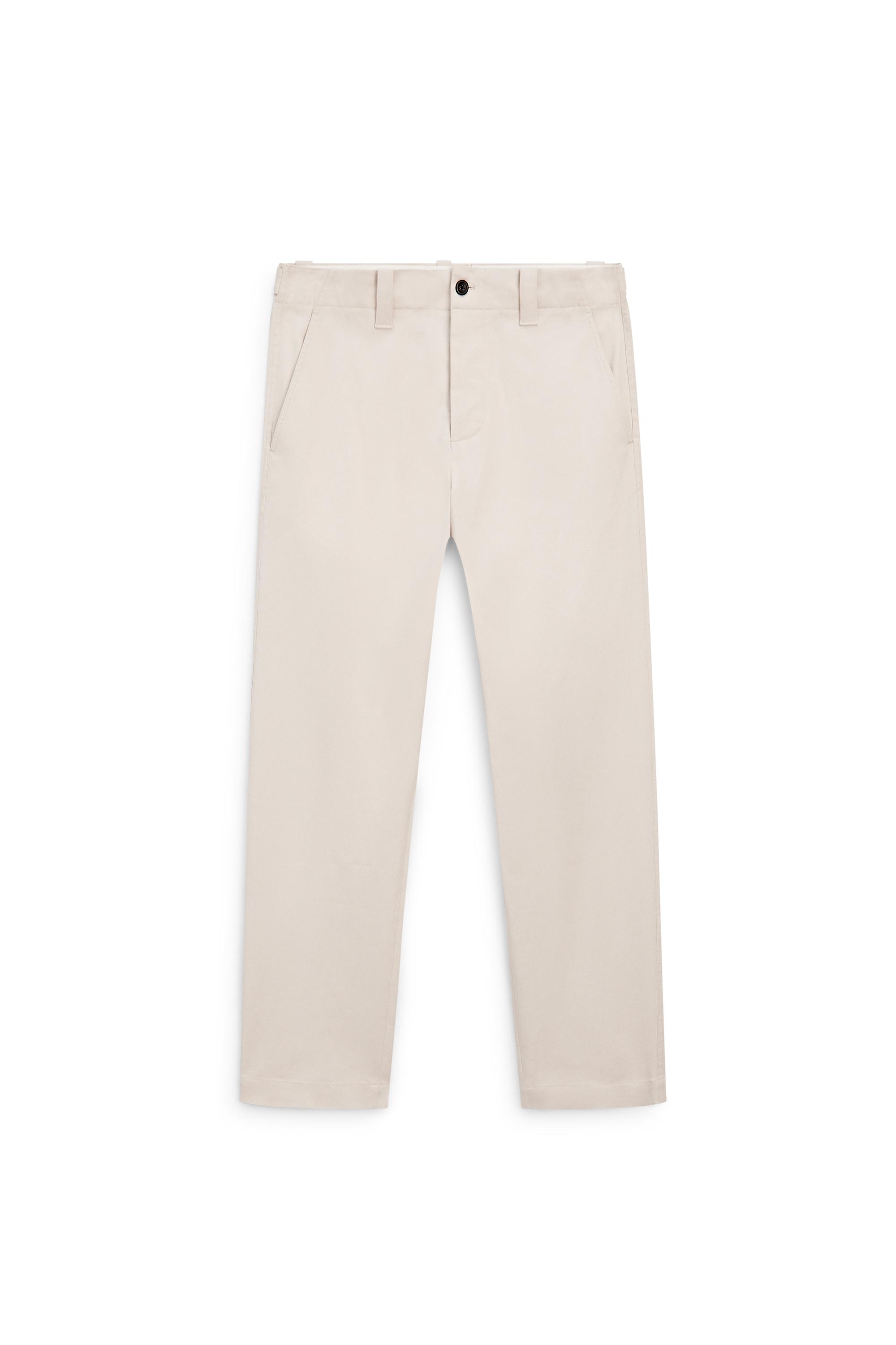 Cotton blend pants with waist detail — BEIGE