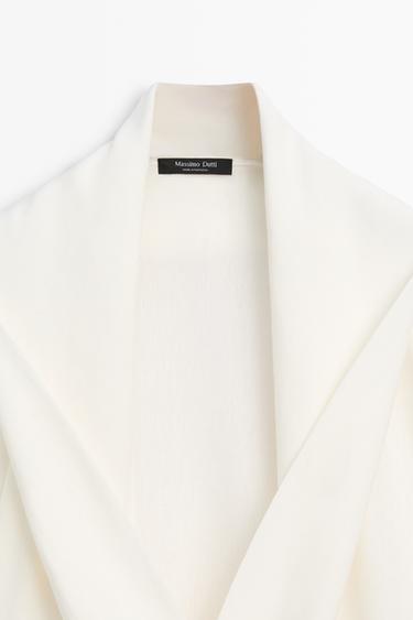 Flowing linen-blend shirt with tie detail — WHITE 4