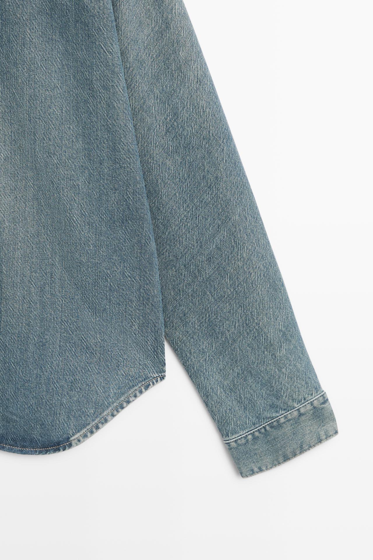 Cotton blend denim shirt — BLUE