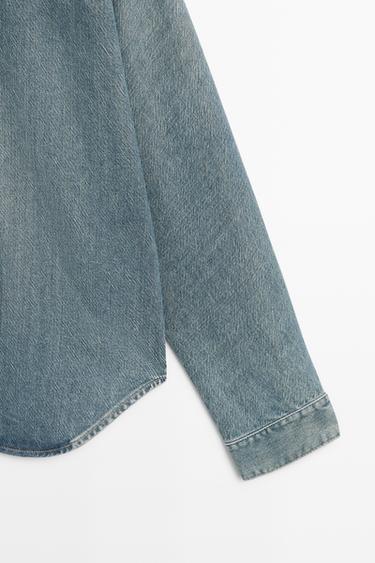 Cotton blend denim shirt — BLUE 7