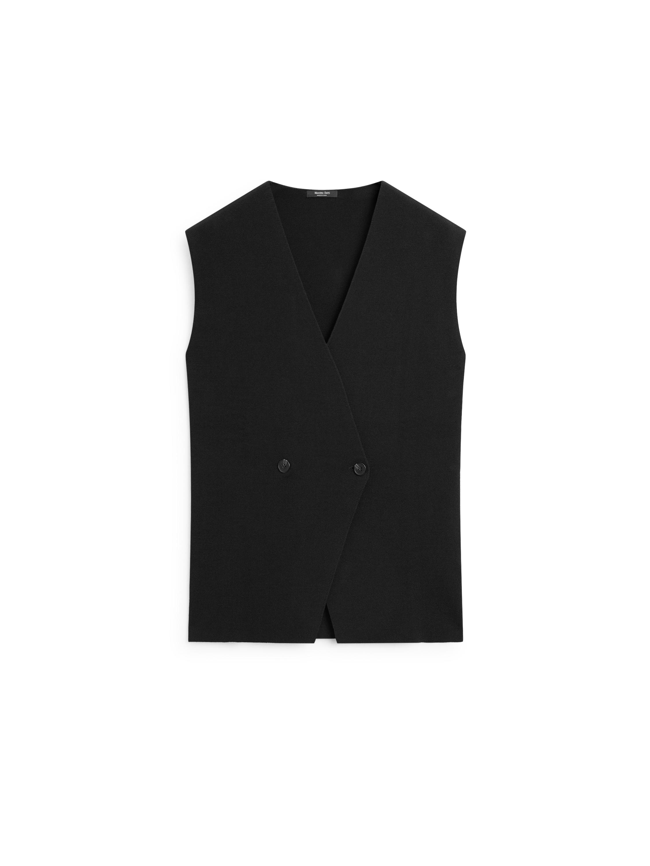 Long double-breasted vest — BLACK