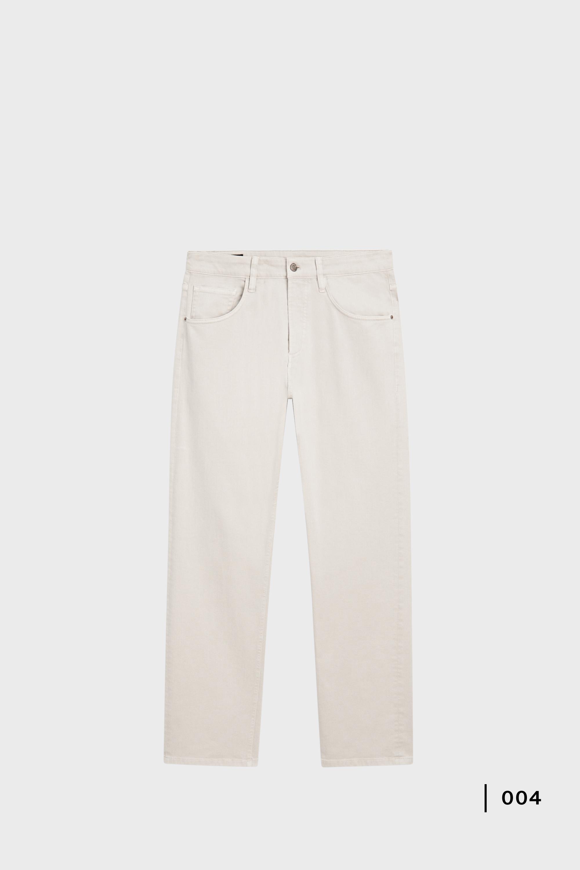 Lightweight tapered fit denim-effect trousers — STONE