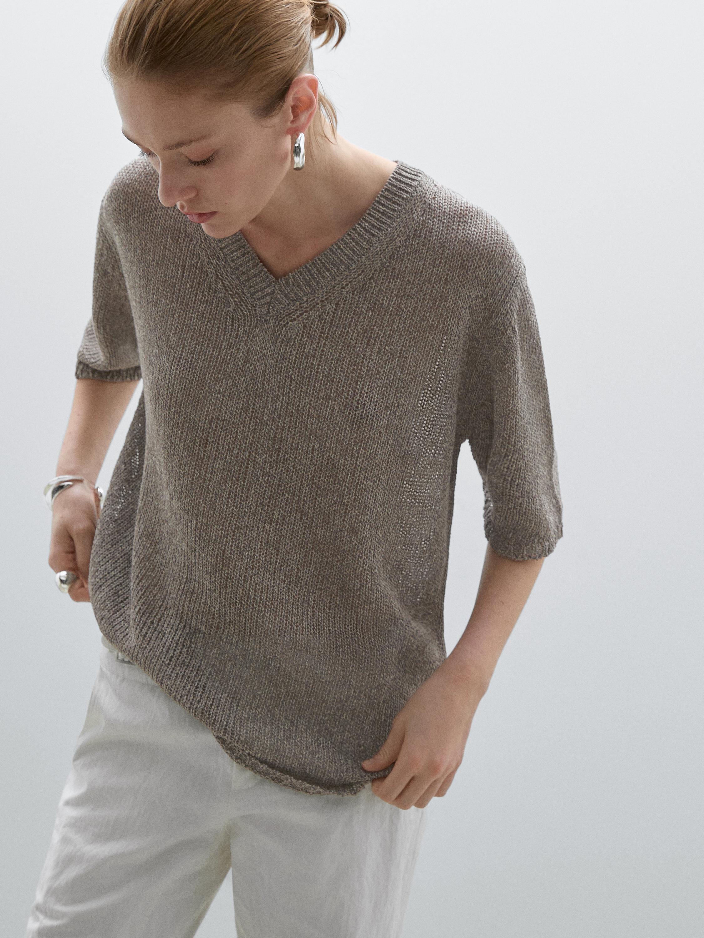 Pull en maille oversize à manches courtes