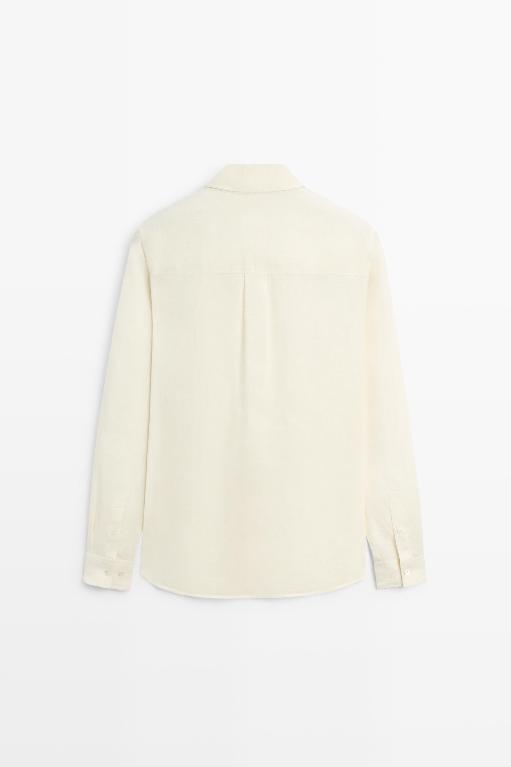 100% linen regular fit shirt — PALE ECRU