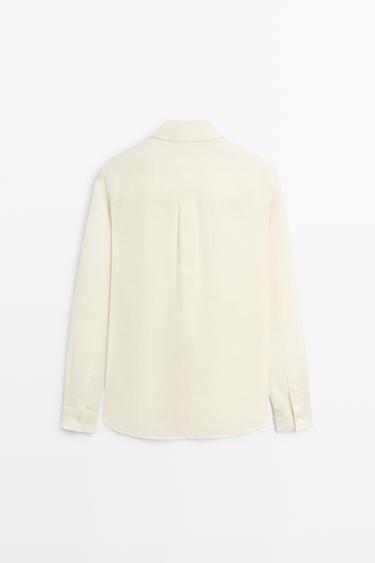 100% linen regular fit shirt — PALE ECRU 6