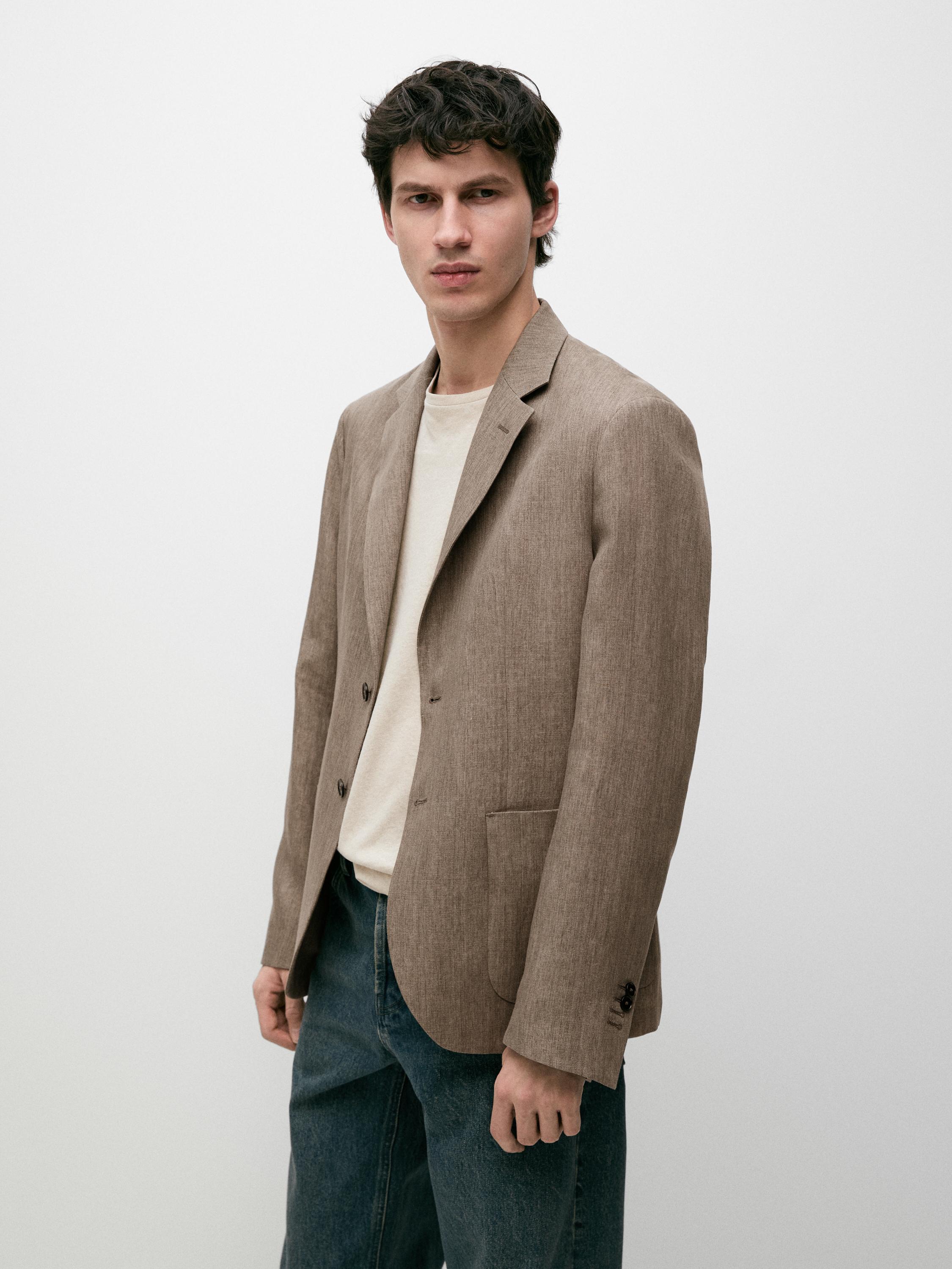 100% linen suit blazer — OCHRE