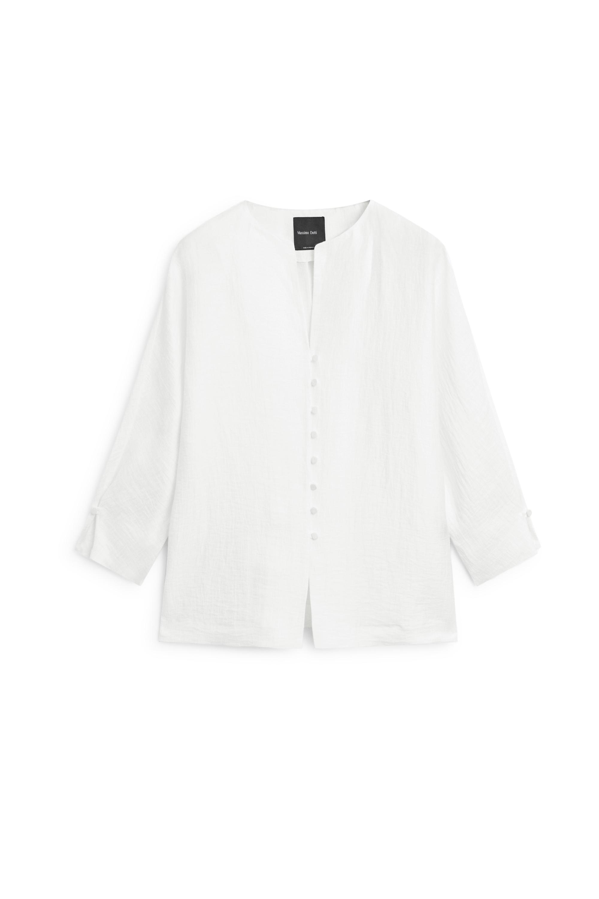 Linen blend overshirt with buttons — WHITE