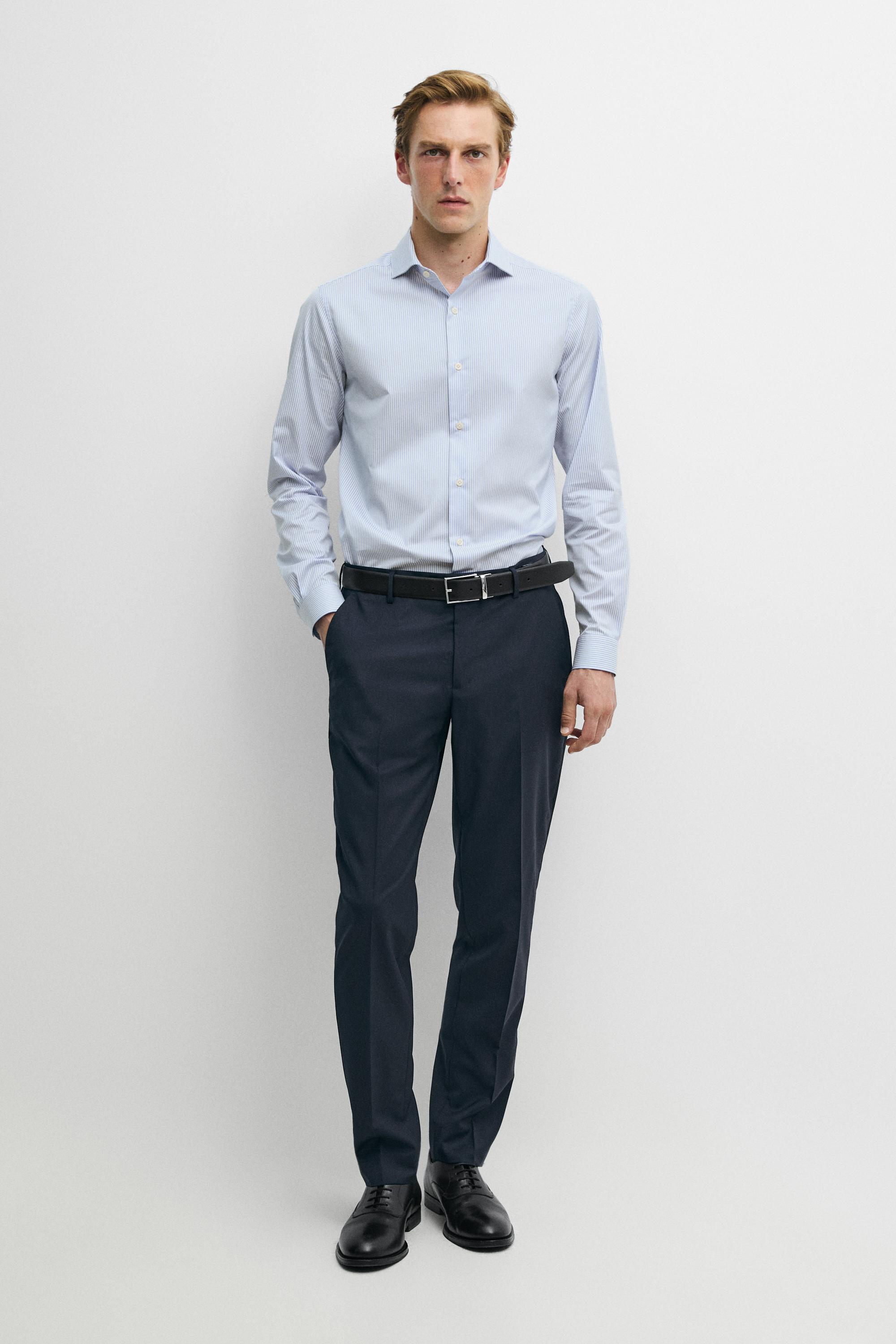 Slim fit striped tailored fit shirt — SKY BLUE