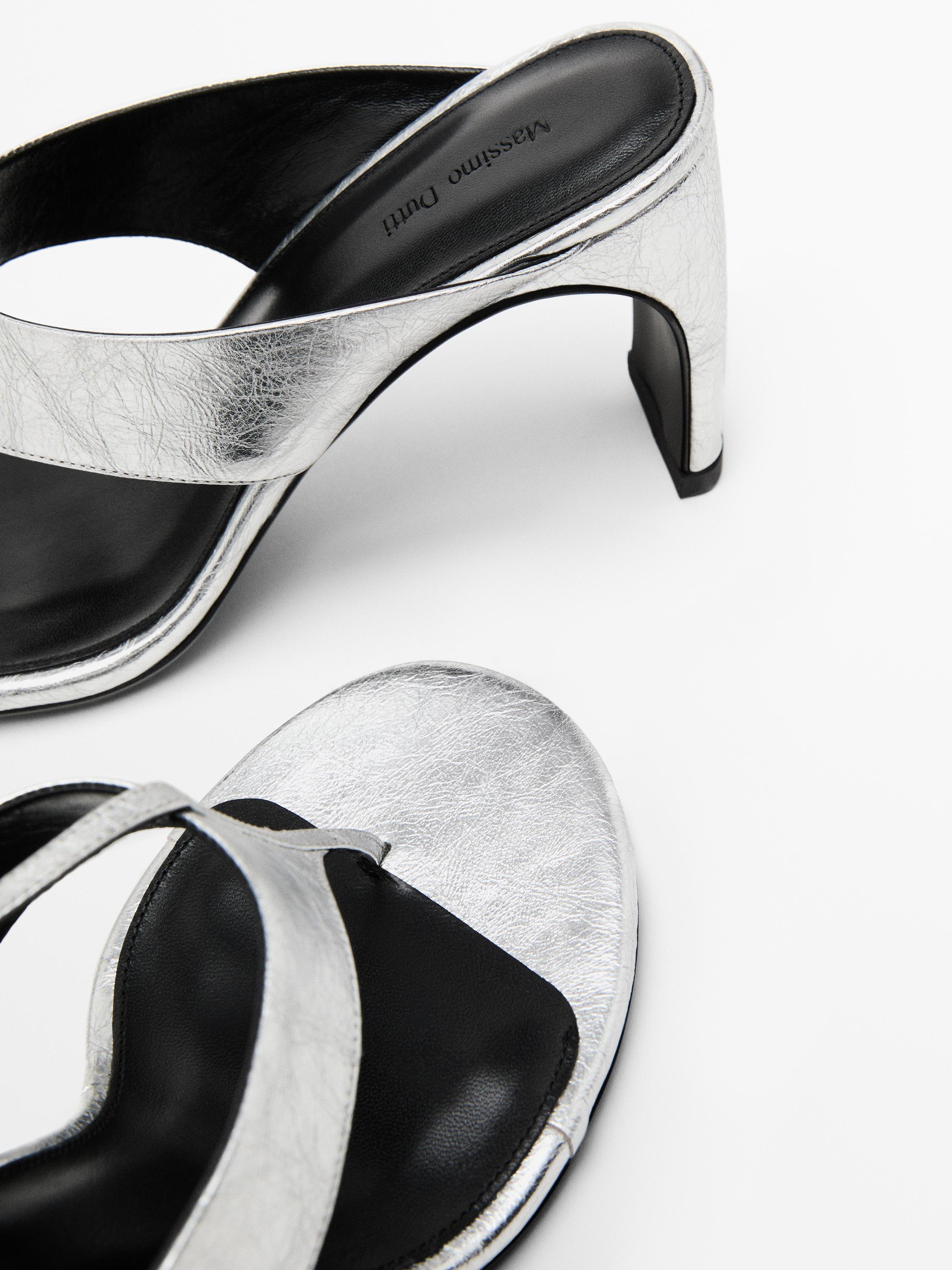 Metallic heeled sandals