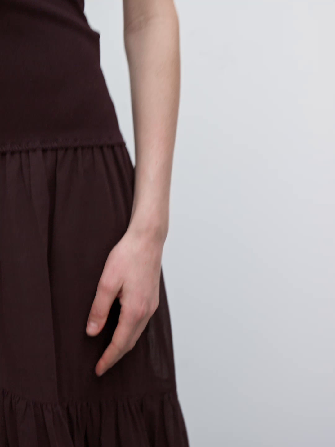 Cotton blend contrast flounce dress