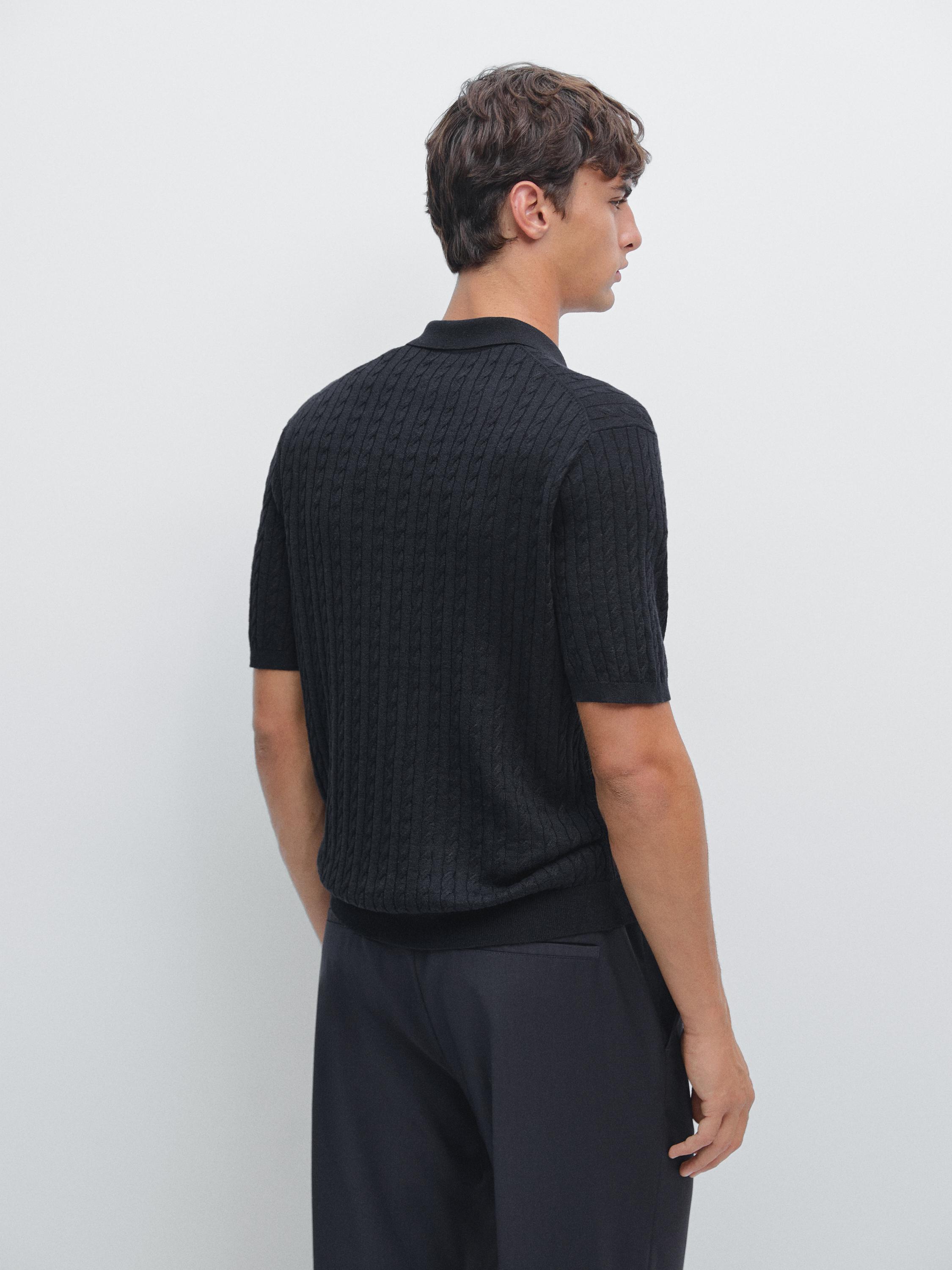 Polo in maglia intrecciata