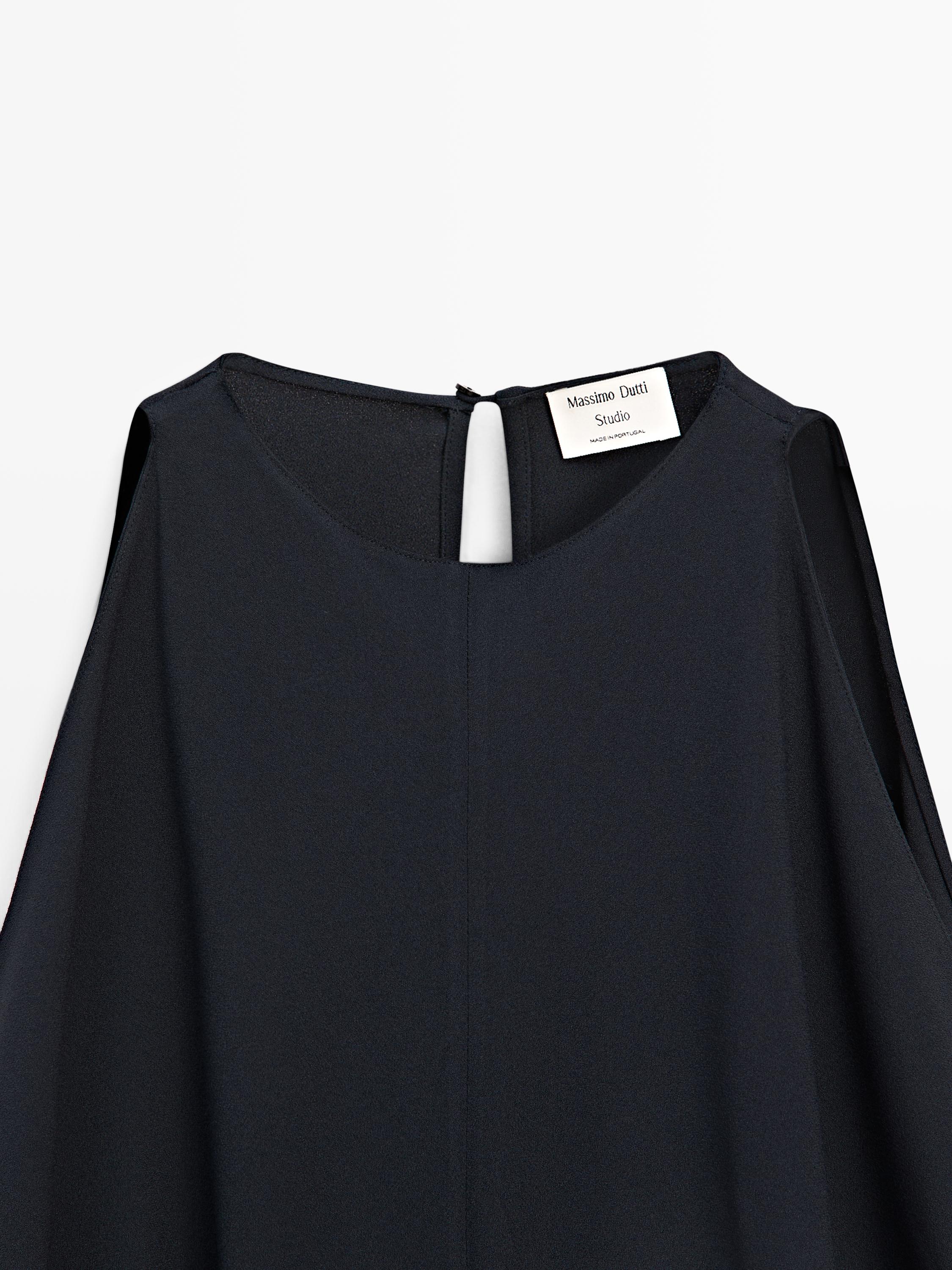 Pleated midi dress — NAVY BLUE