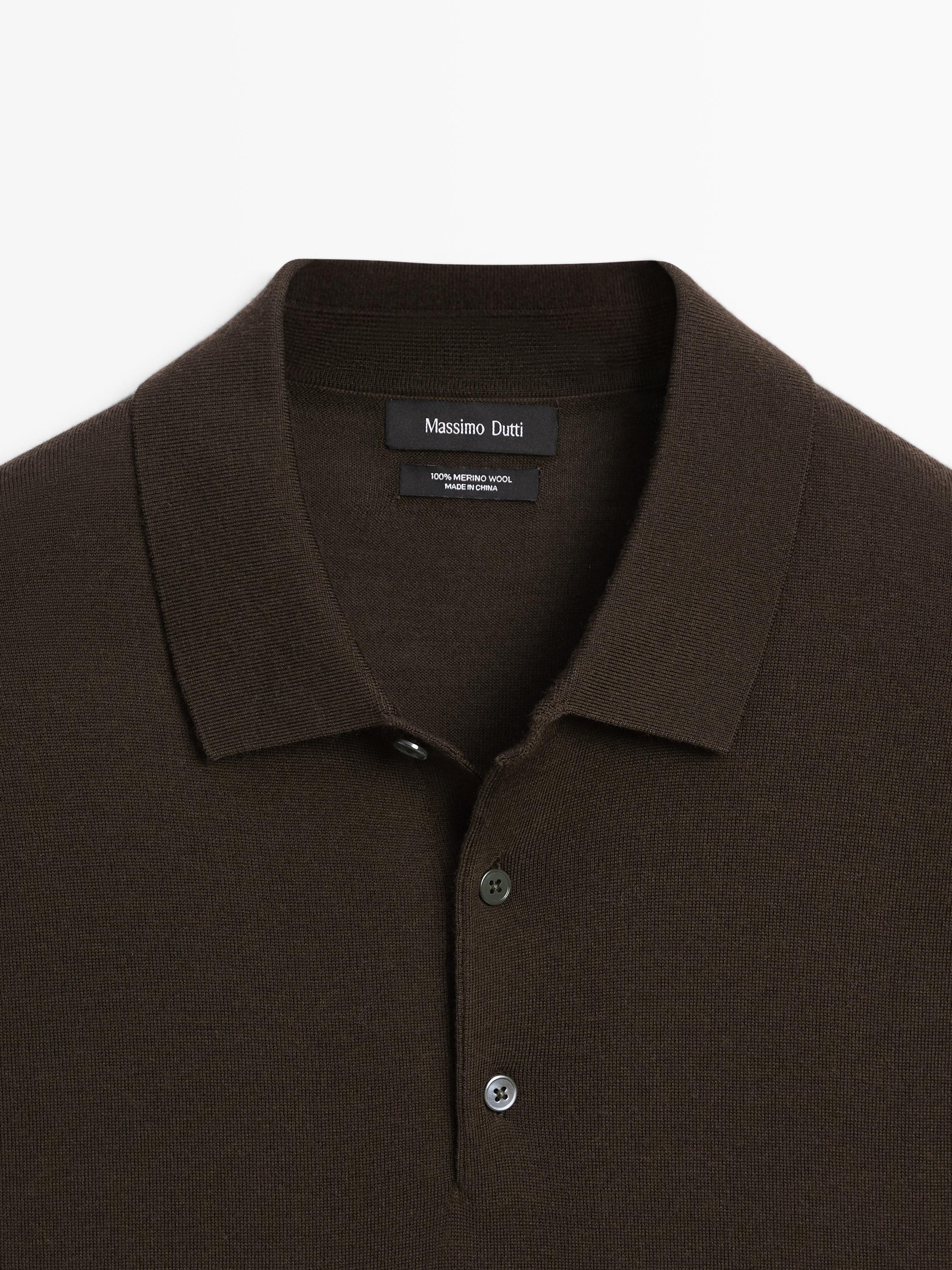 100% merino wool knit polo jumper