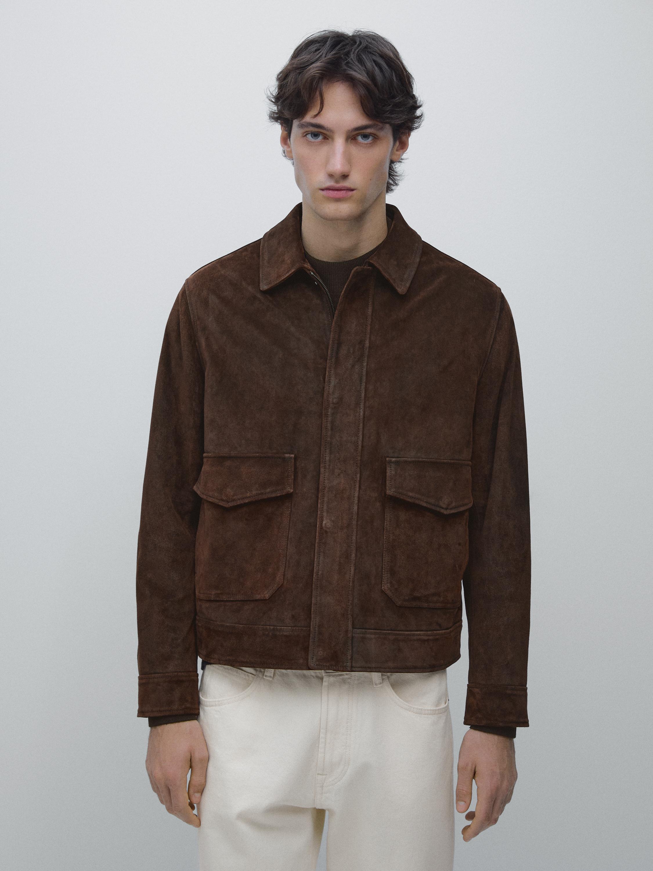 Veste en cuir finition daim