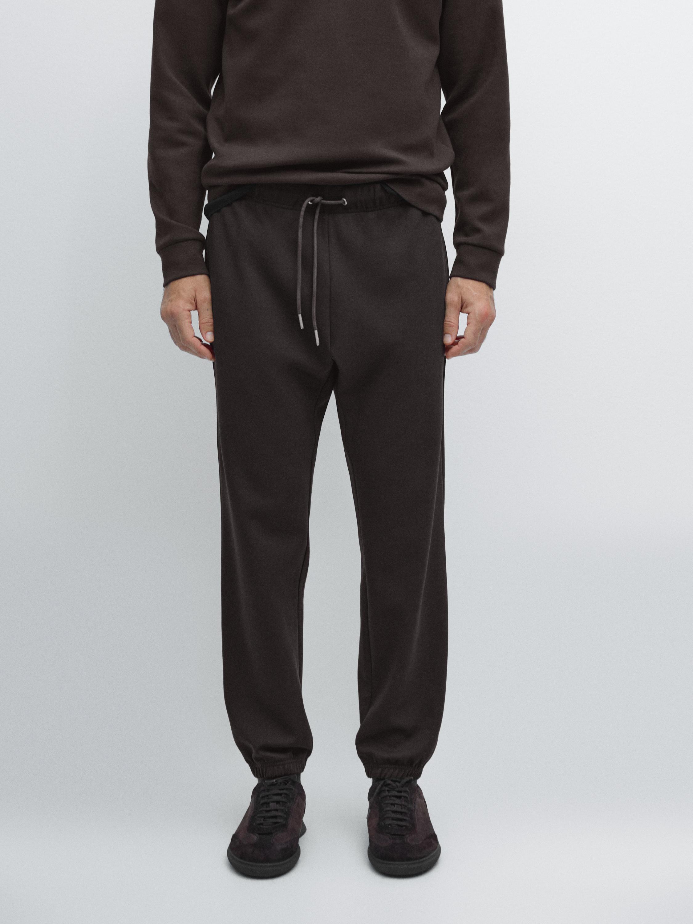 Cotton blend jogger fit trousers