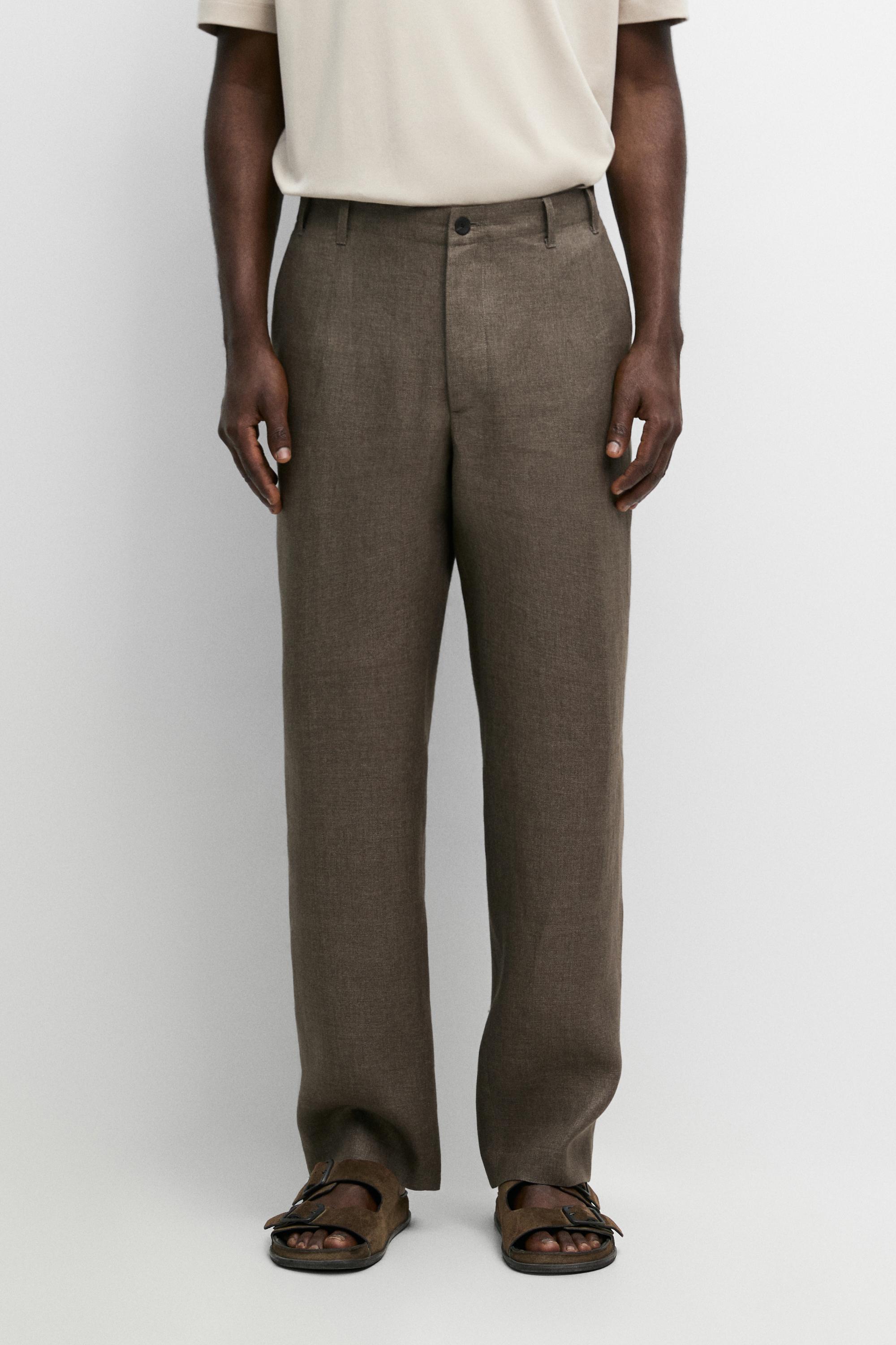 100% linen faded total look pants — GREENISH