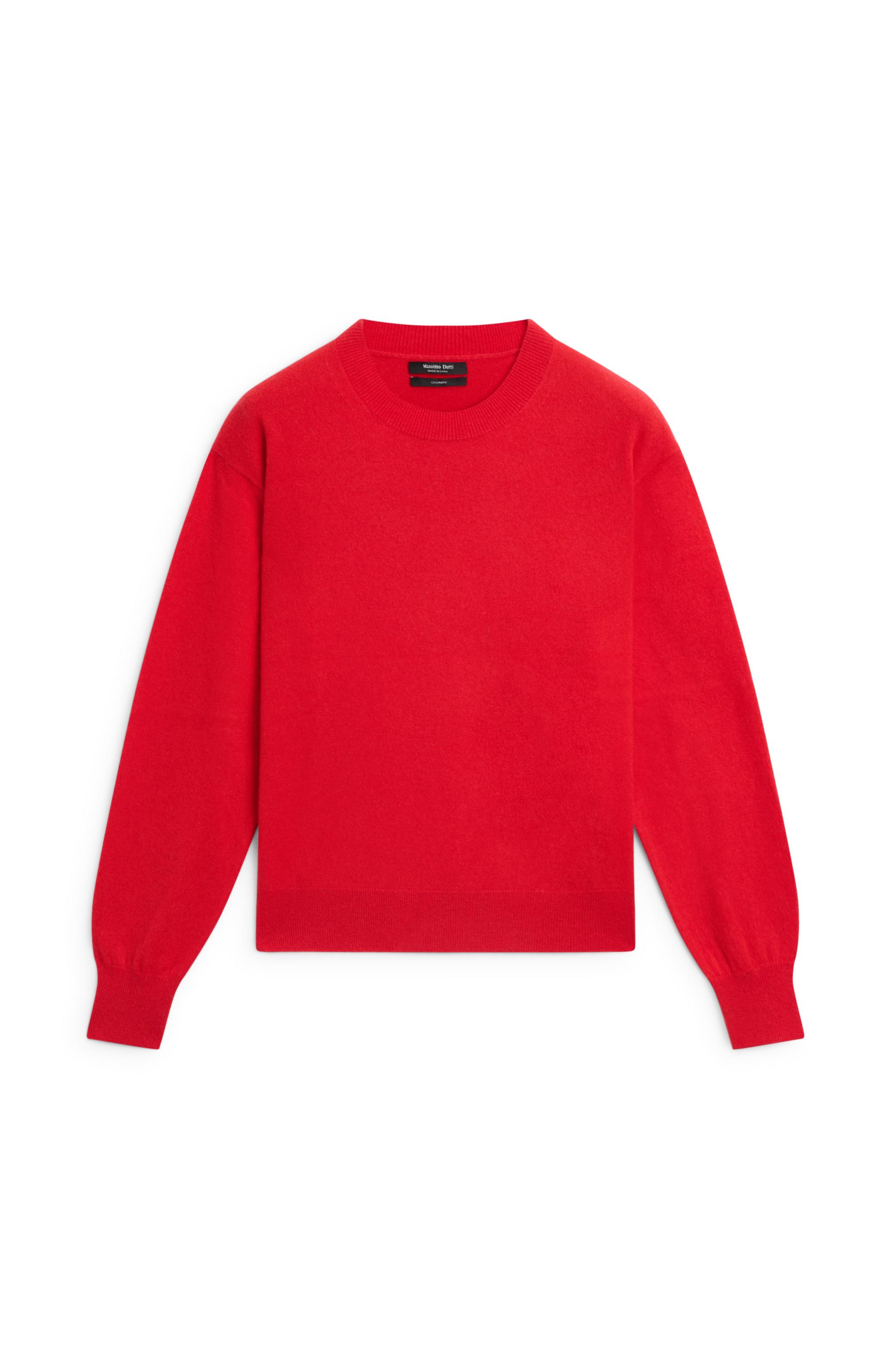 100% cashmere long sleeve sweater — RED