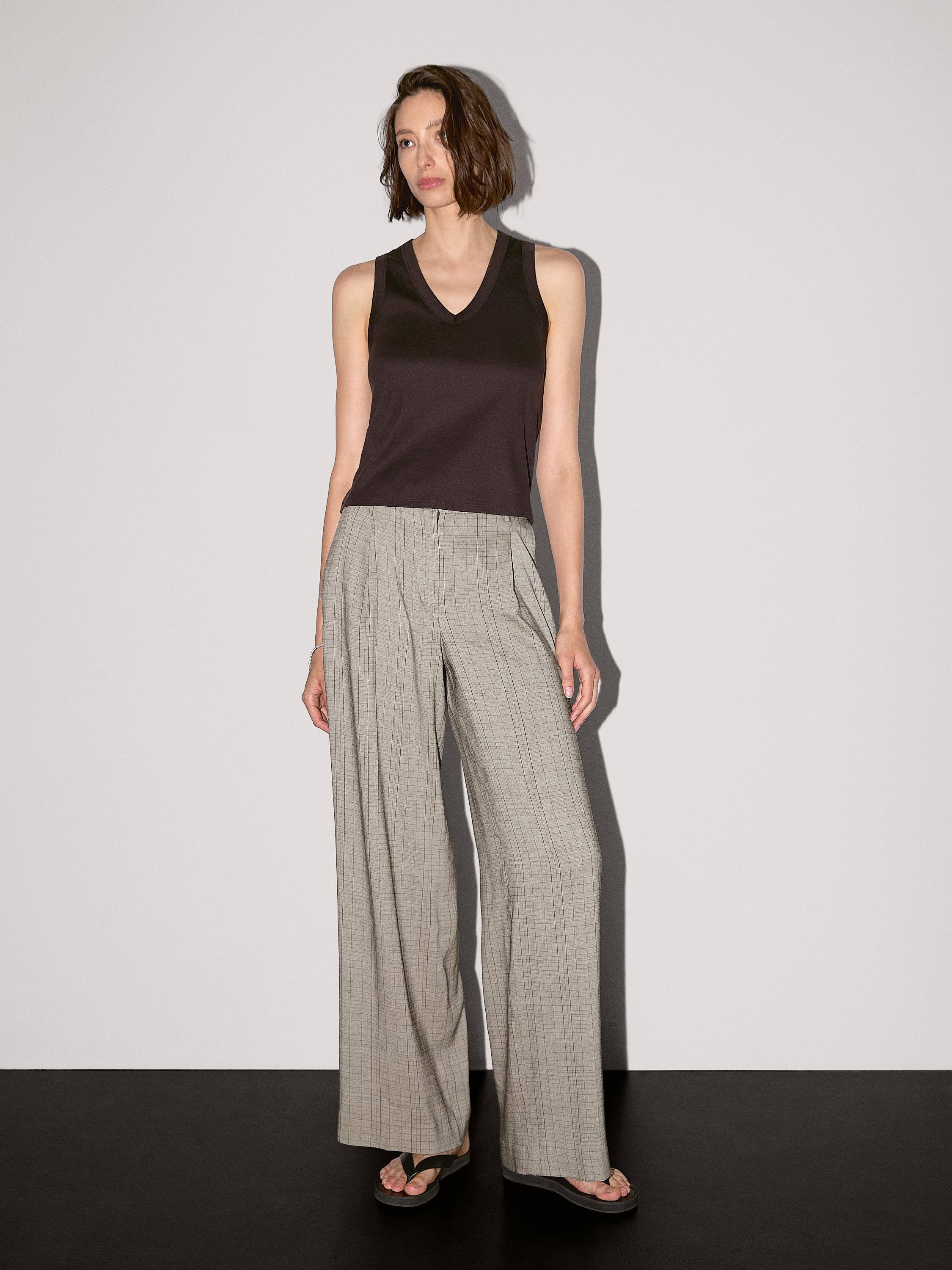 Check print suit trousers