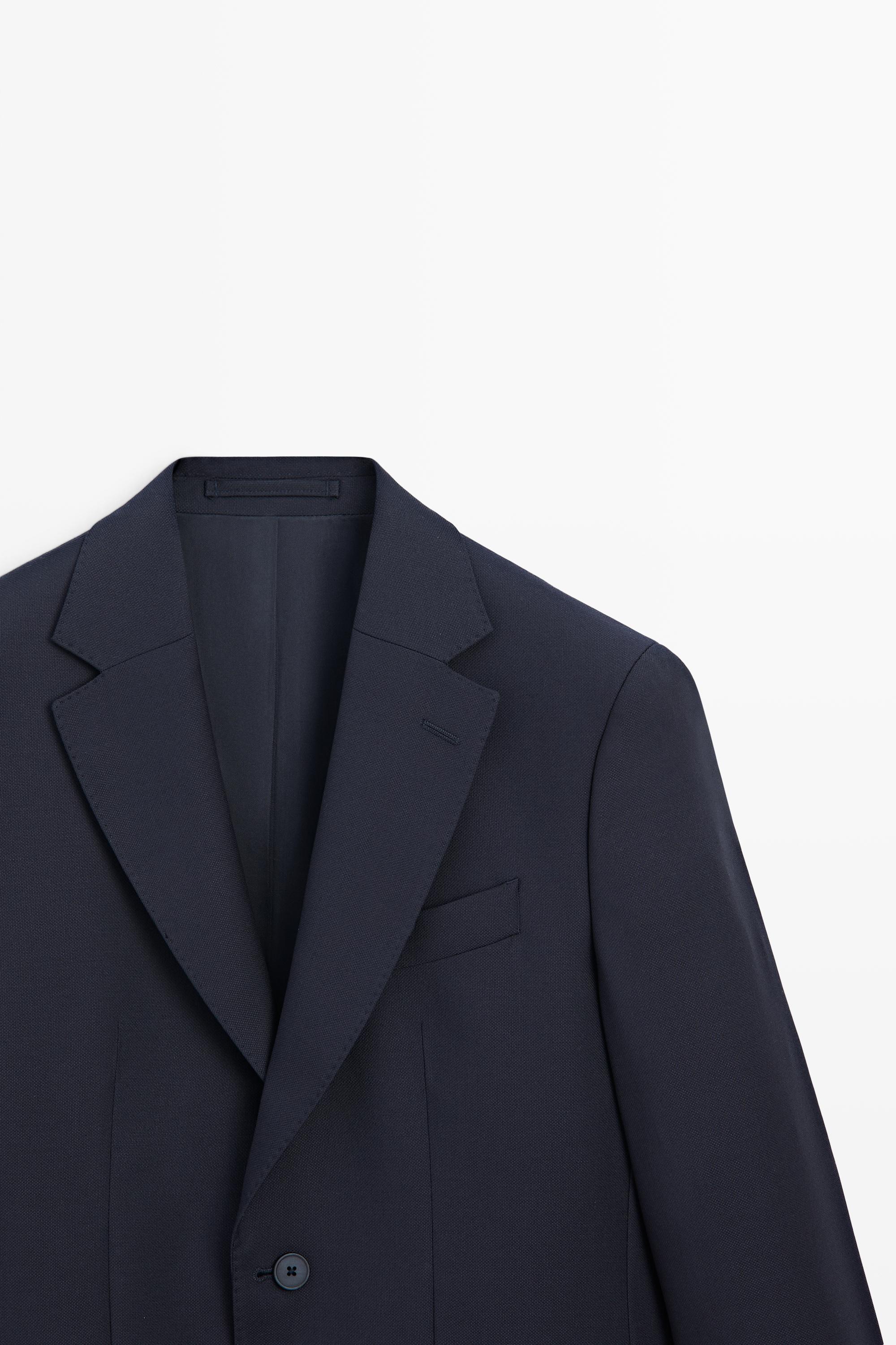 Textured suit blazer — NAVY BLUE