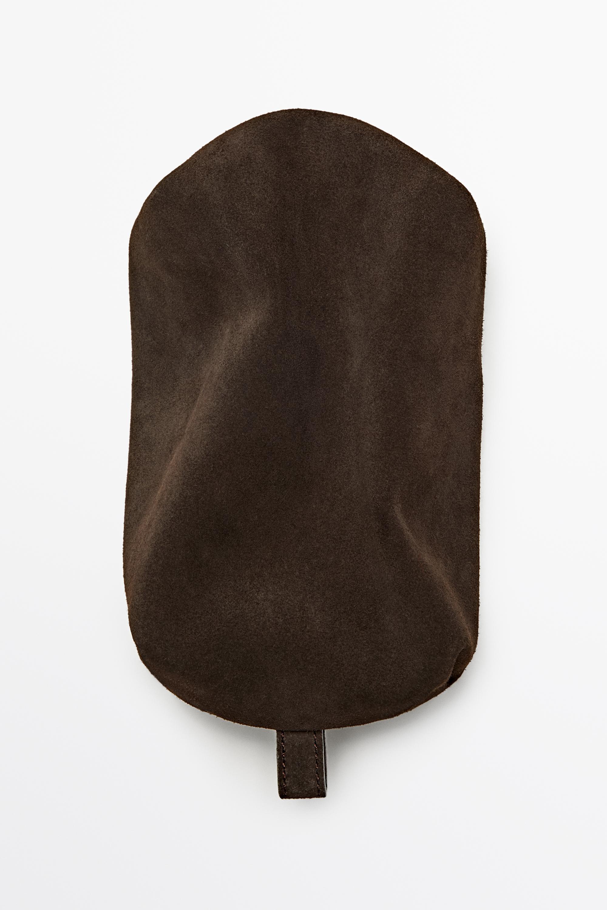 Mini split suede leather toiletry bag — Chocolate