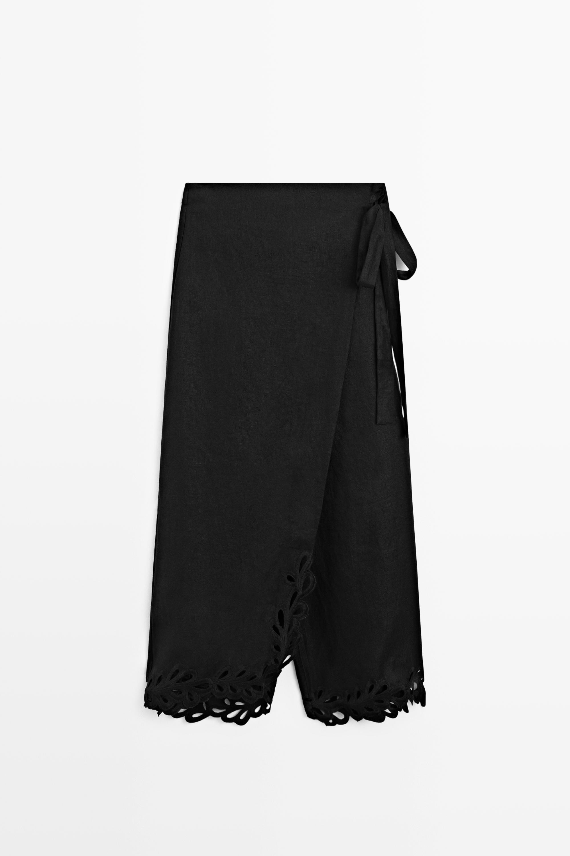 100% linen embroidered skort