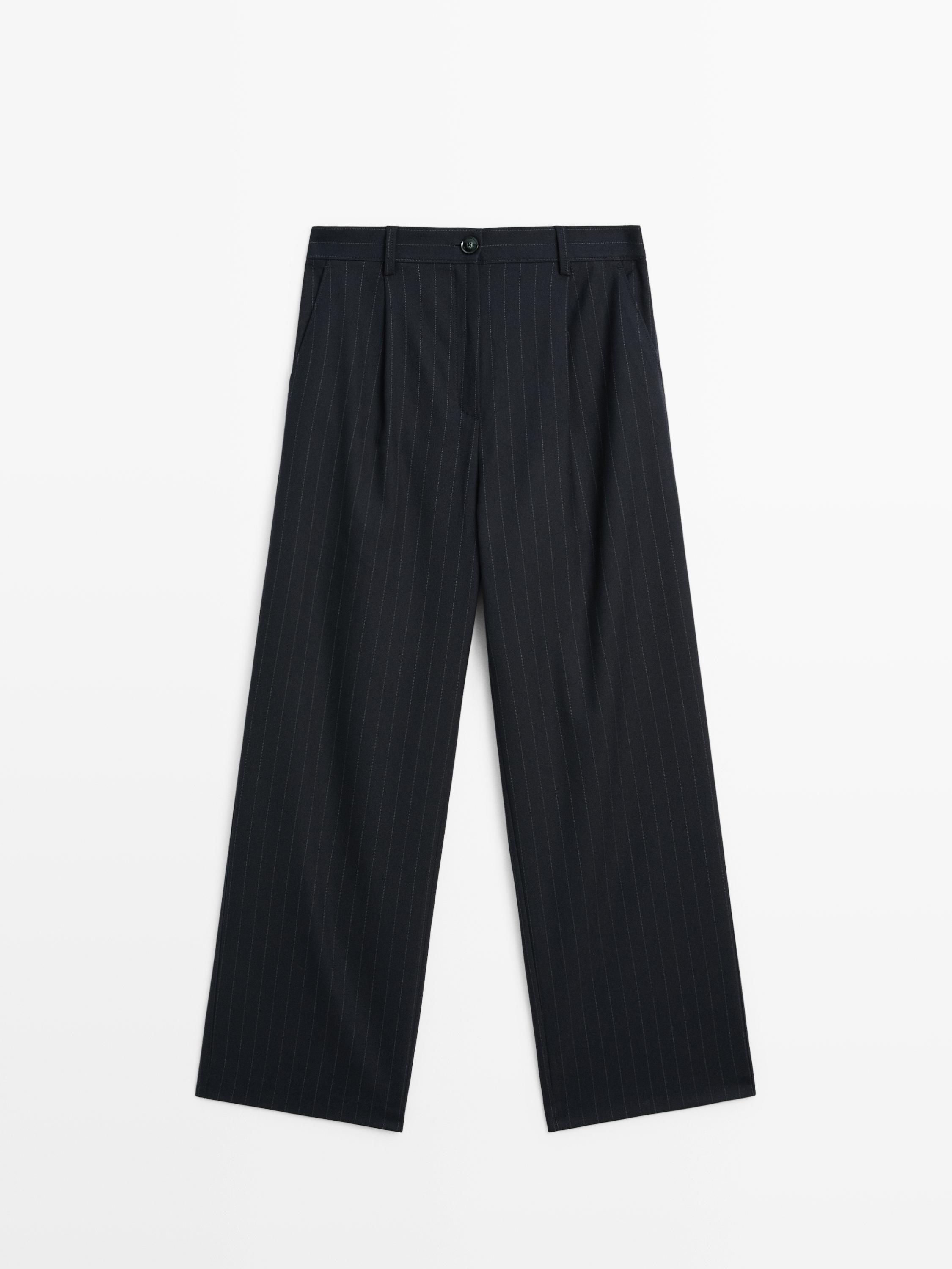 Pantalone širokih nogavica sa tankim prugama