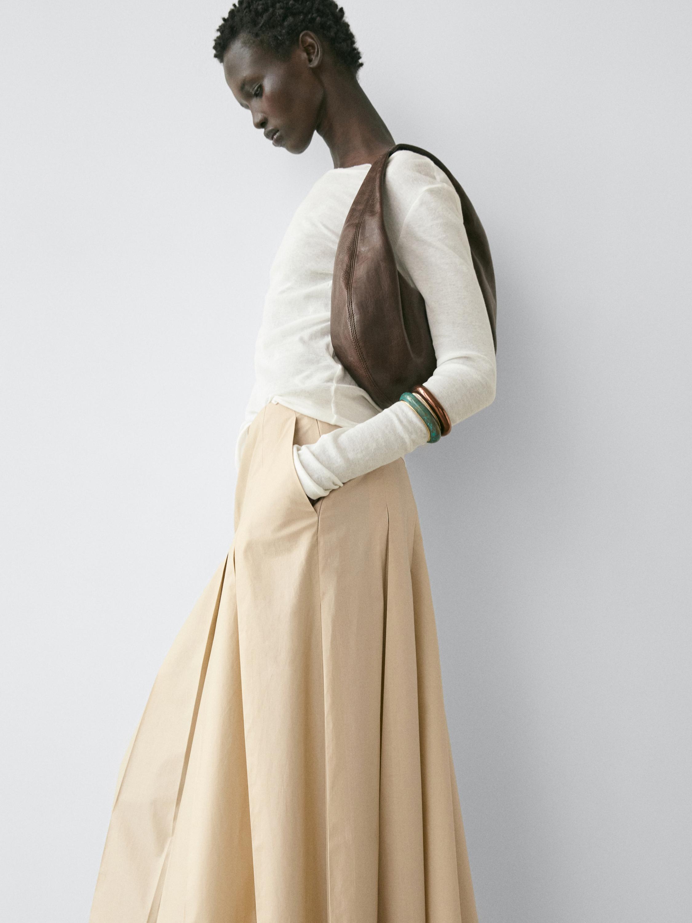 100% cotton semi-sheer T-shirt with collar detail — Off white