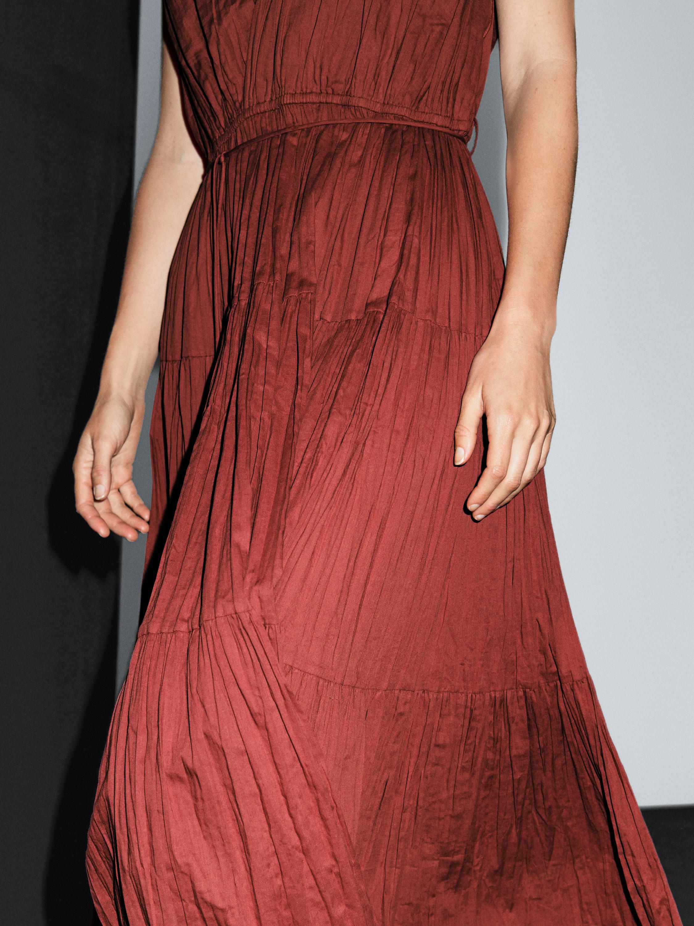 Robe longue plissée 100 % coton