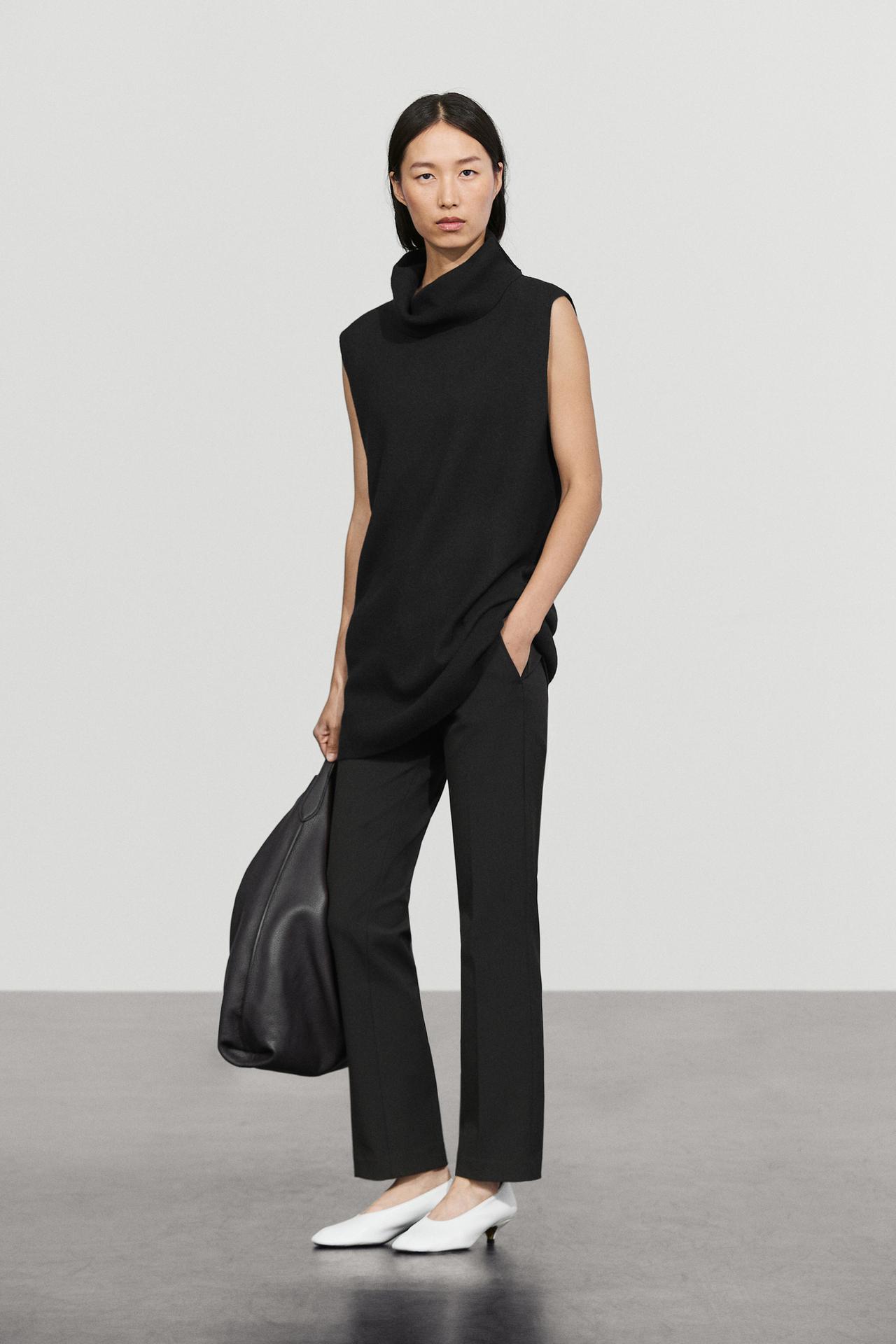 Wool-blend knit short dress — BLACK