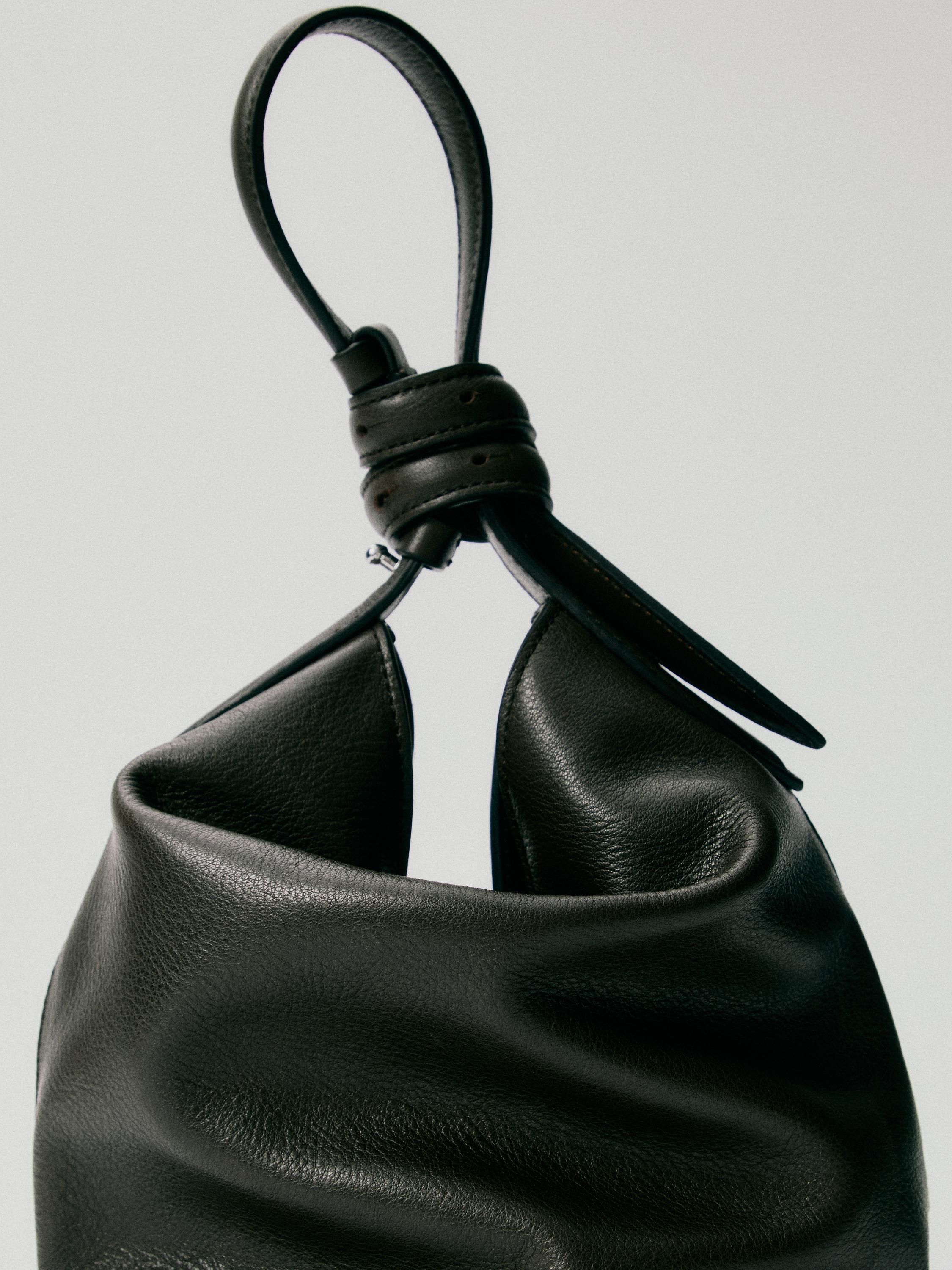 Nappa leather bucket bag — BLACK