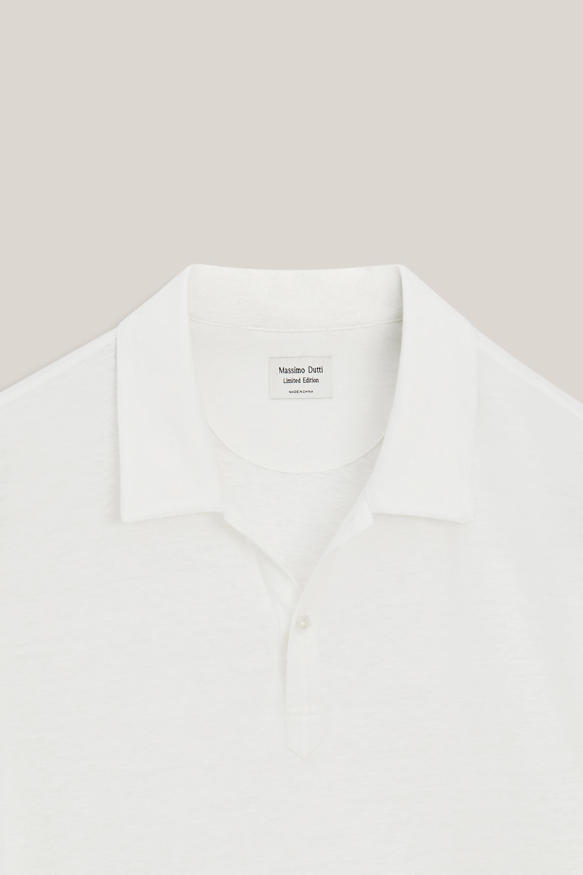100% linen long sleeve polo shirt - LIMITED EDITION — Off white