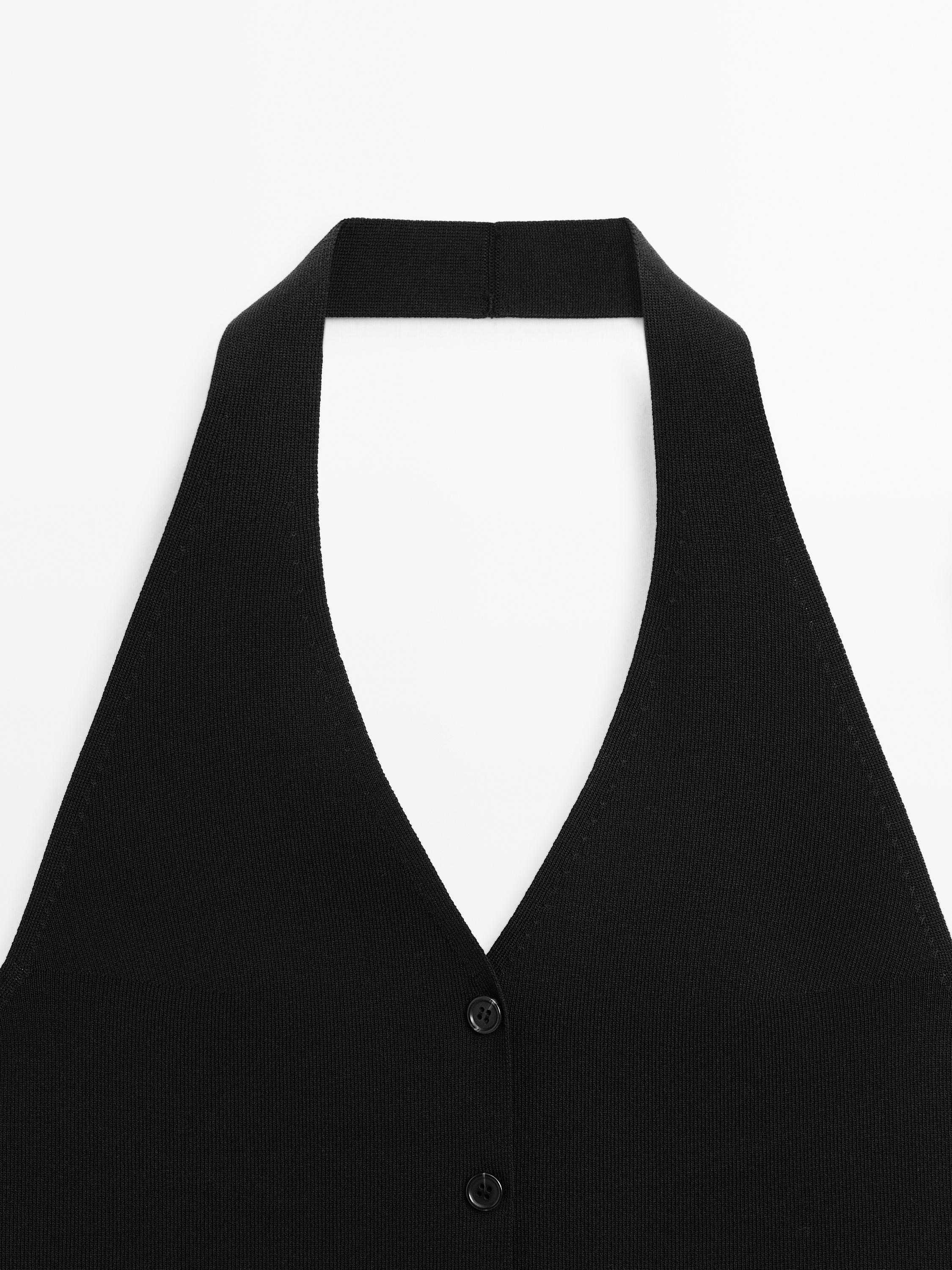 Veste sans manches en maille à encolure américaine