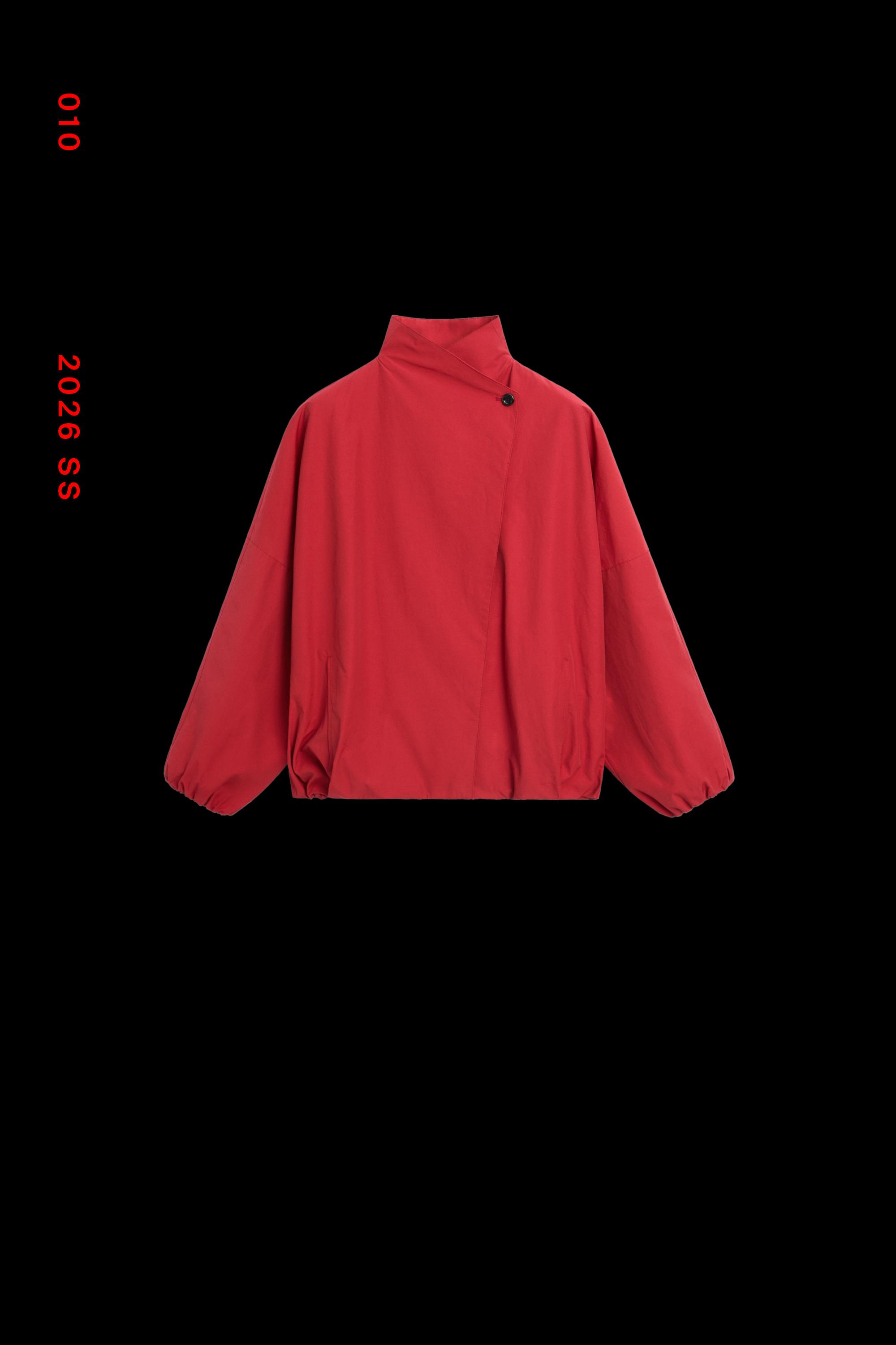 Technical bomber jacket with side button — BRIGHT RED