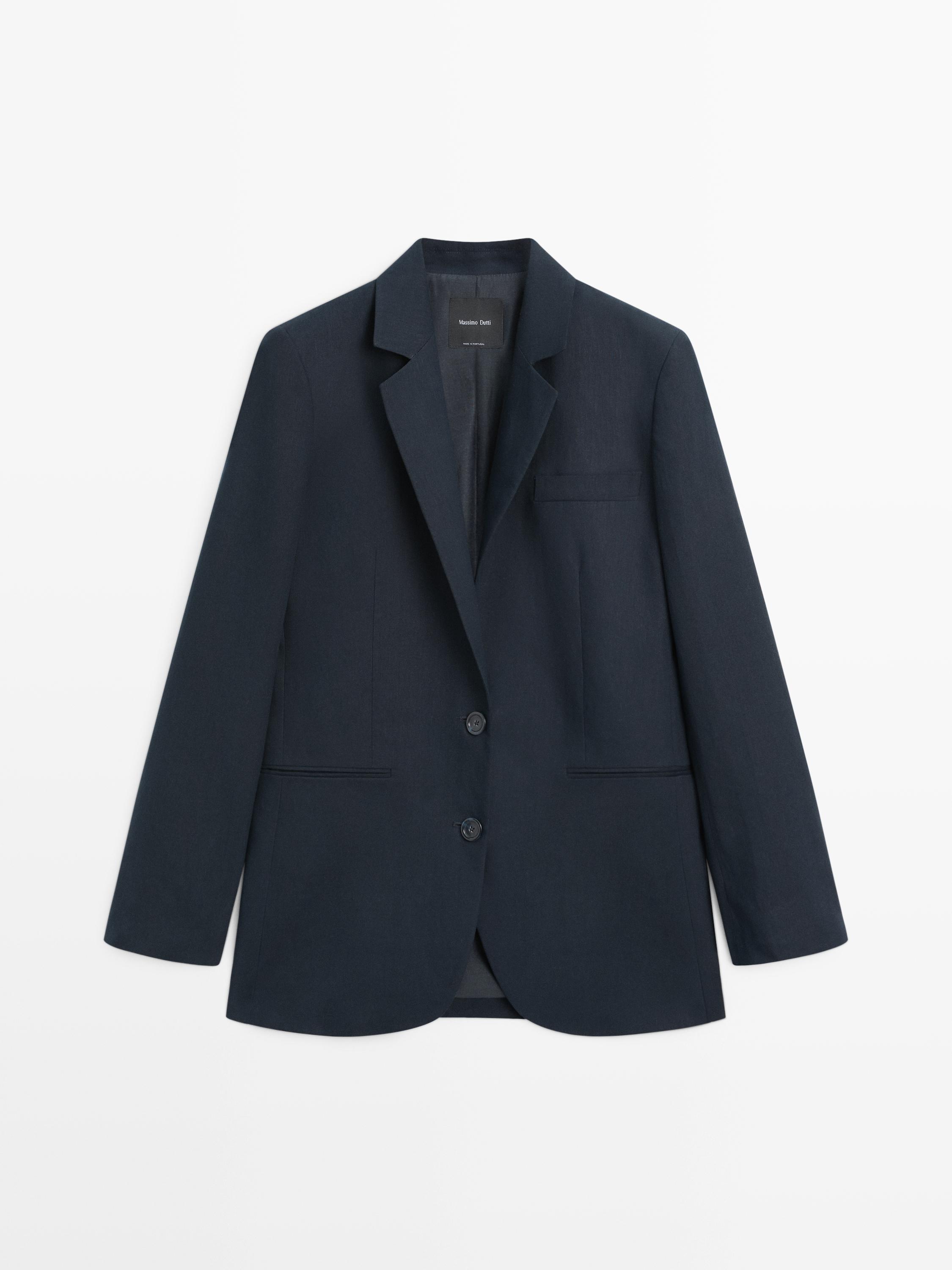 100% linen suit blazer — NAVY BLUE