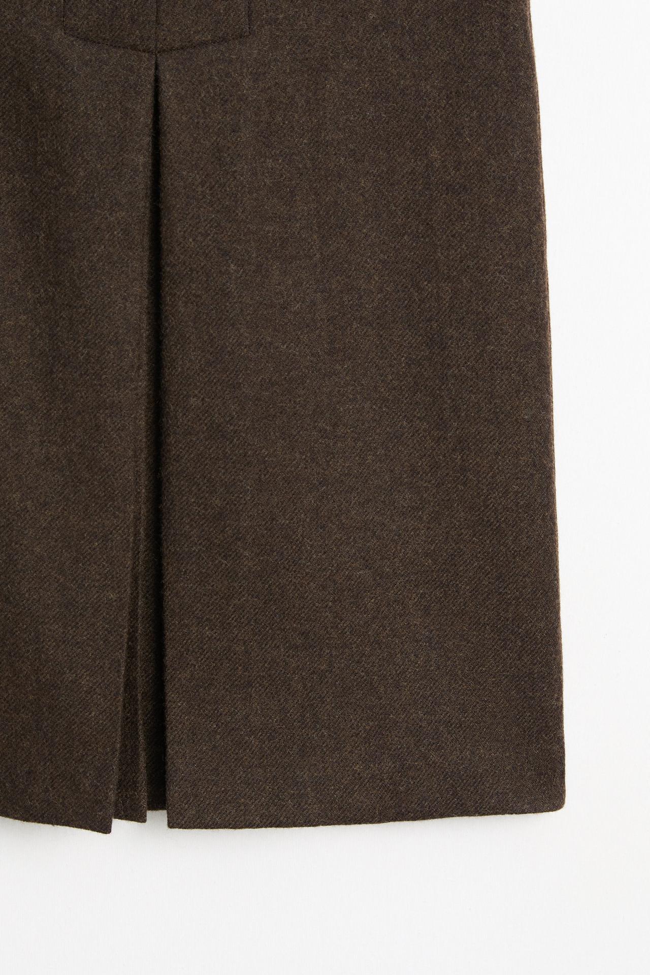 100% wool midi skirt with split detail — BROWN