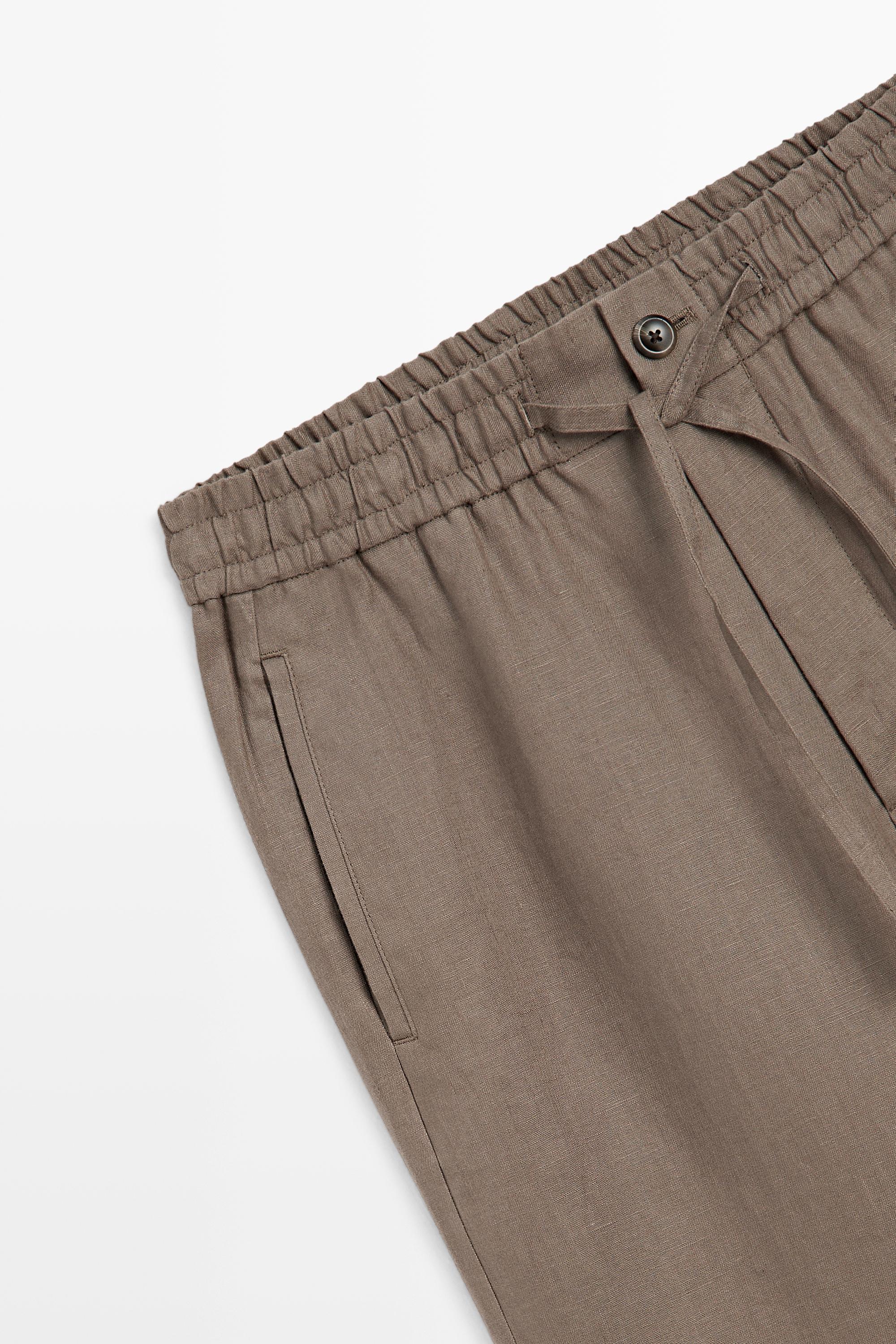 100% linen relaxed fit pants — MINK