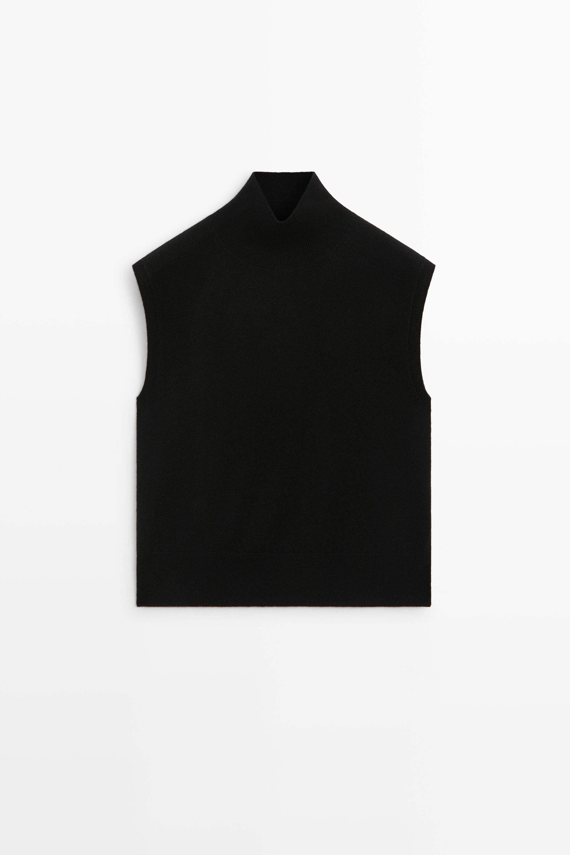 Wool blend mock turtleneck knit top by Massimo Dutti