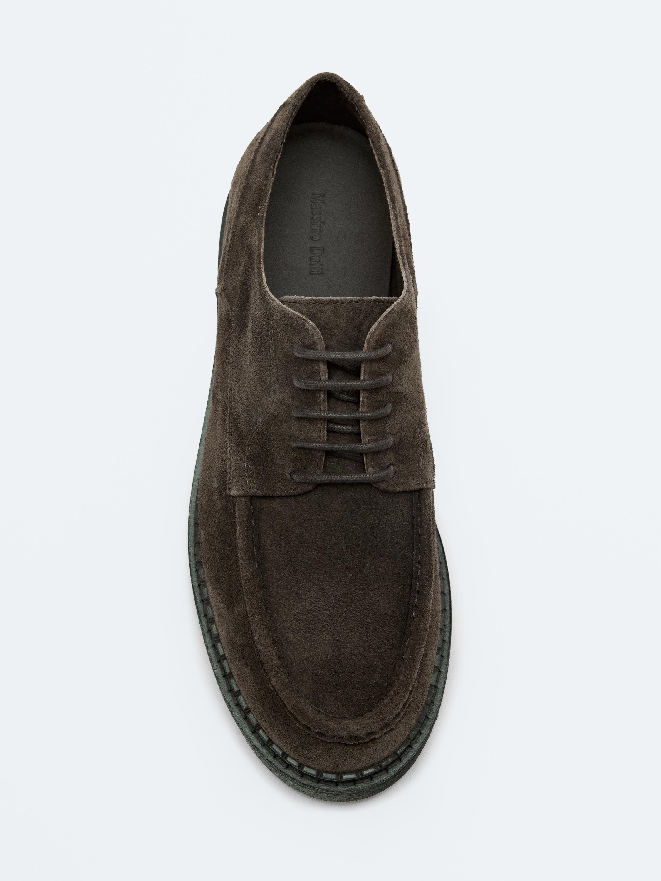 Moc toe split suede shoes — BROWN