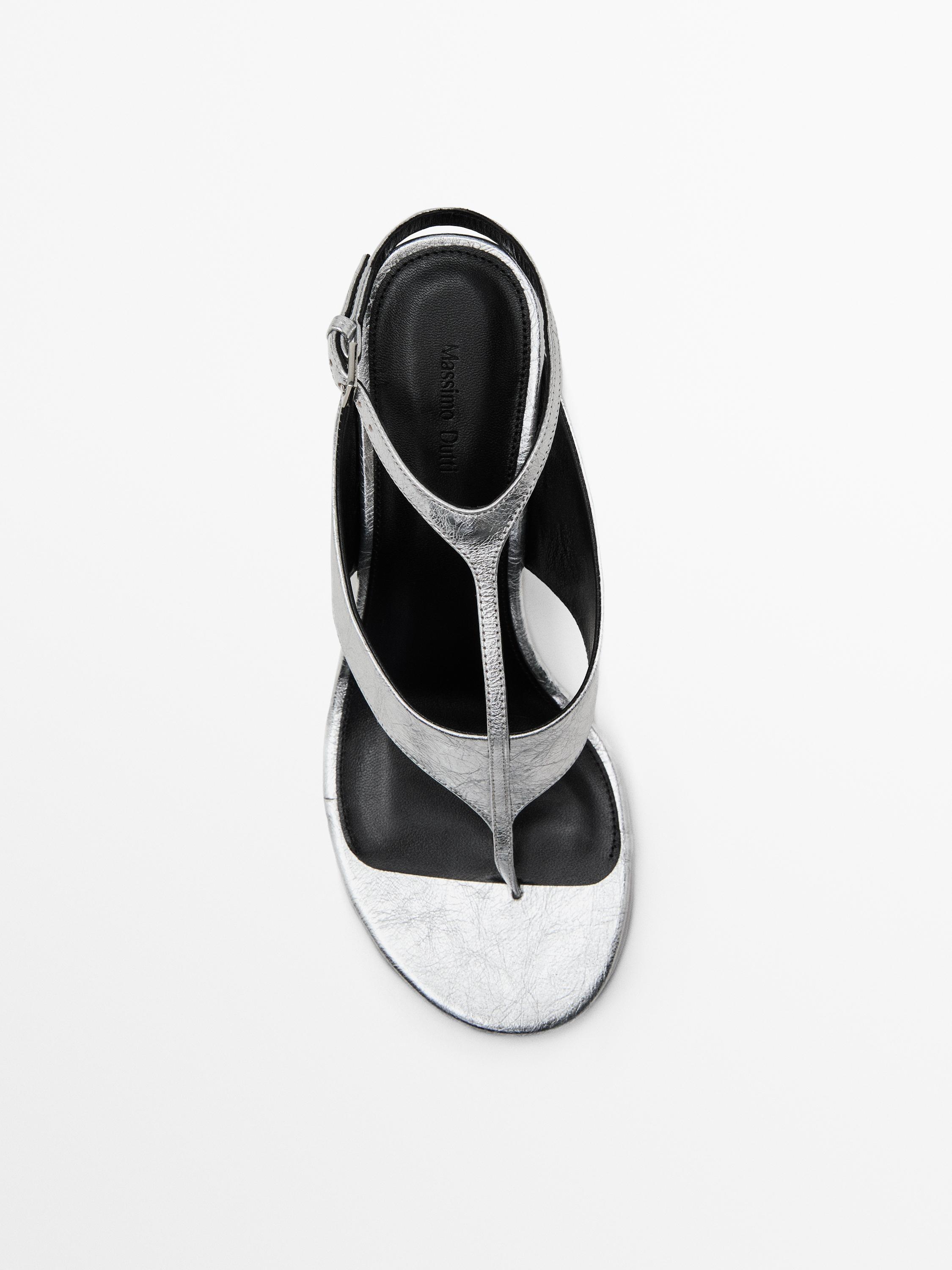 Metallic heeled sandals