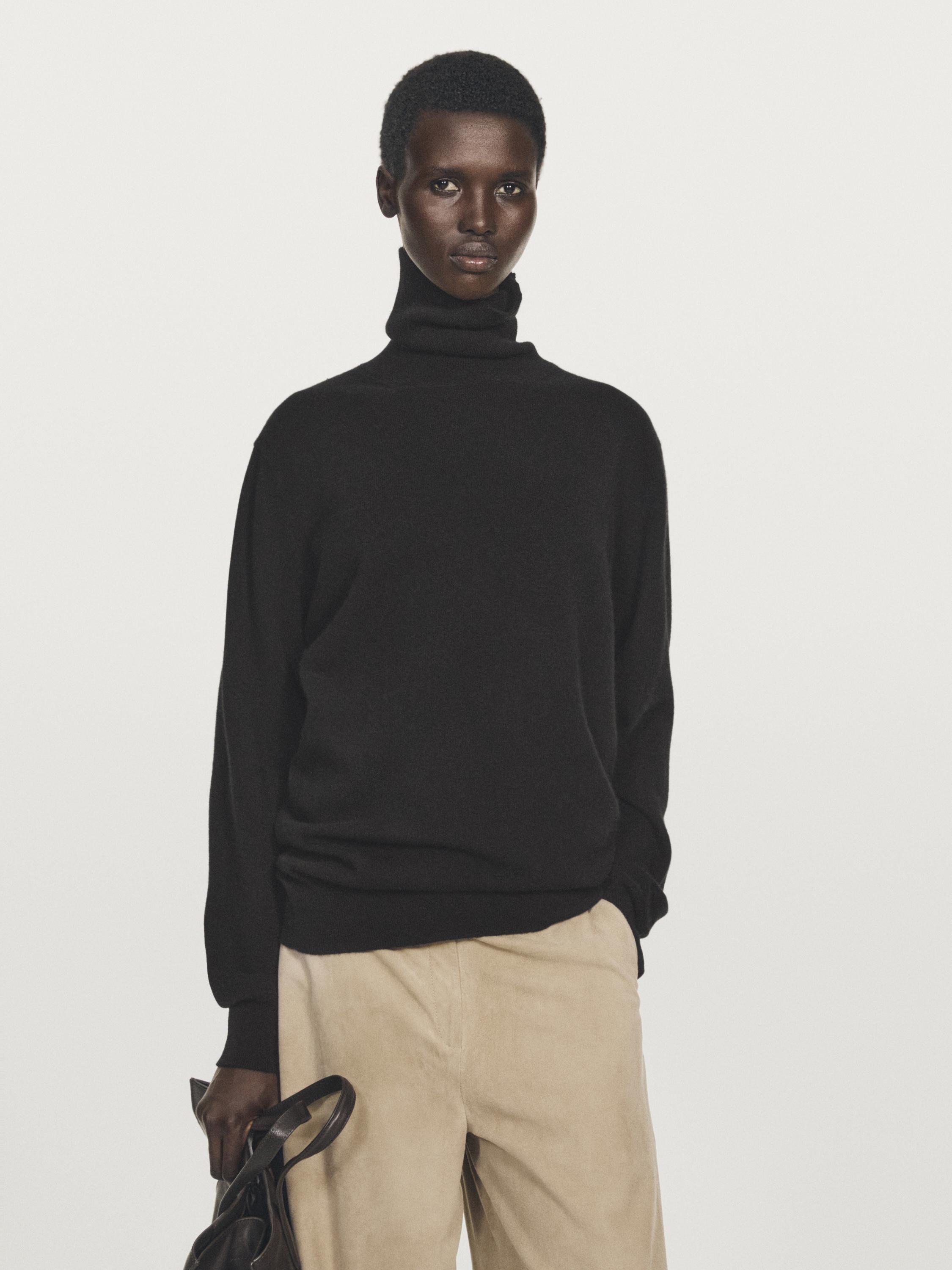Pull à col roulé en maille 100 % cachemire